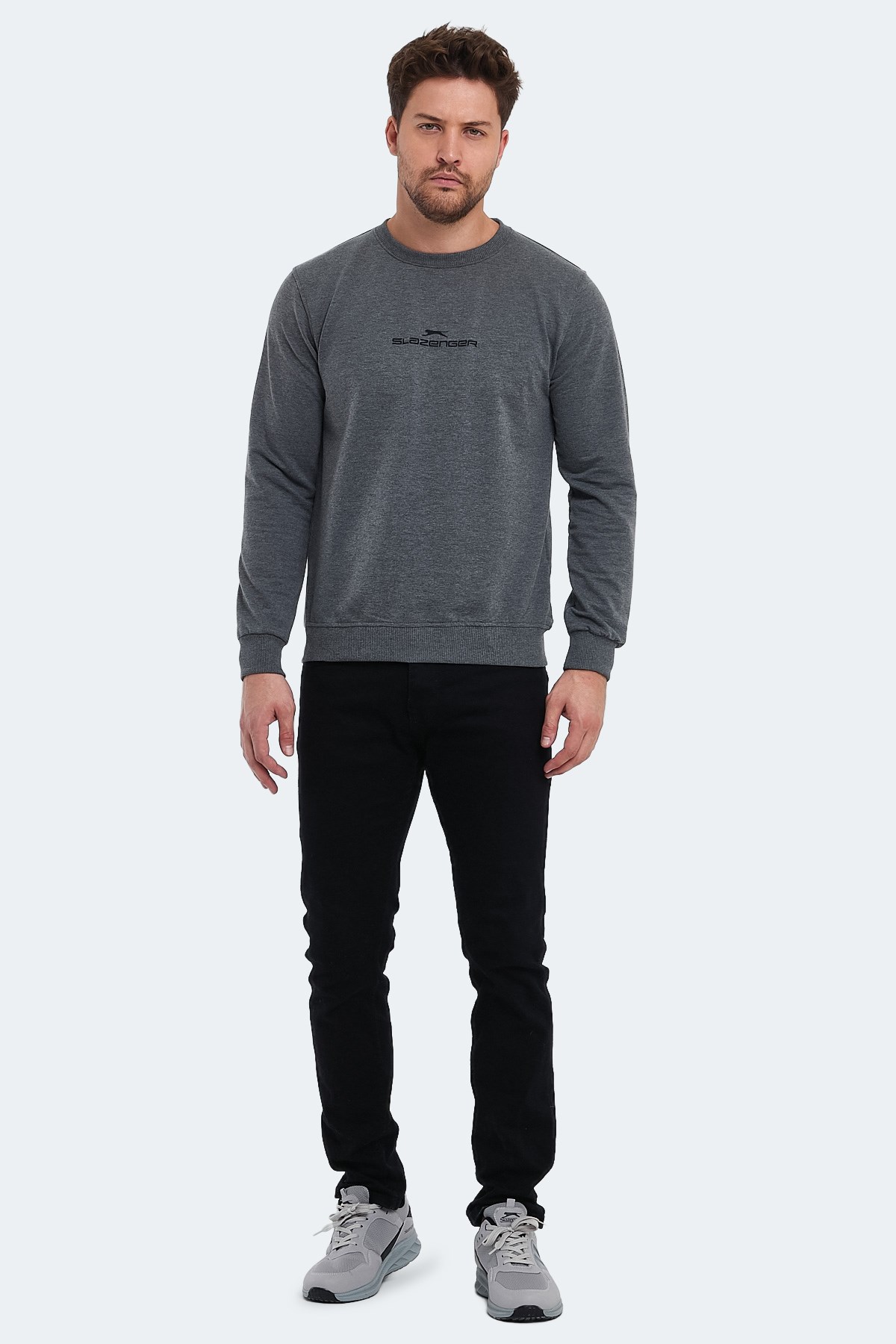Slazenger ORTWIN Erkek  Koyu Gri Sweatshirt ST23WE146 Koyu Gri