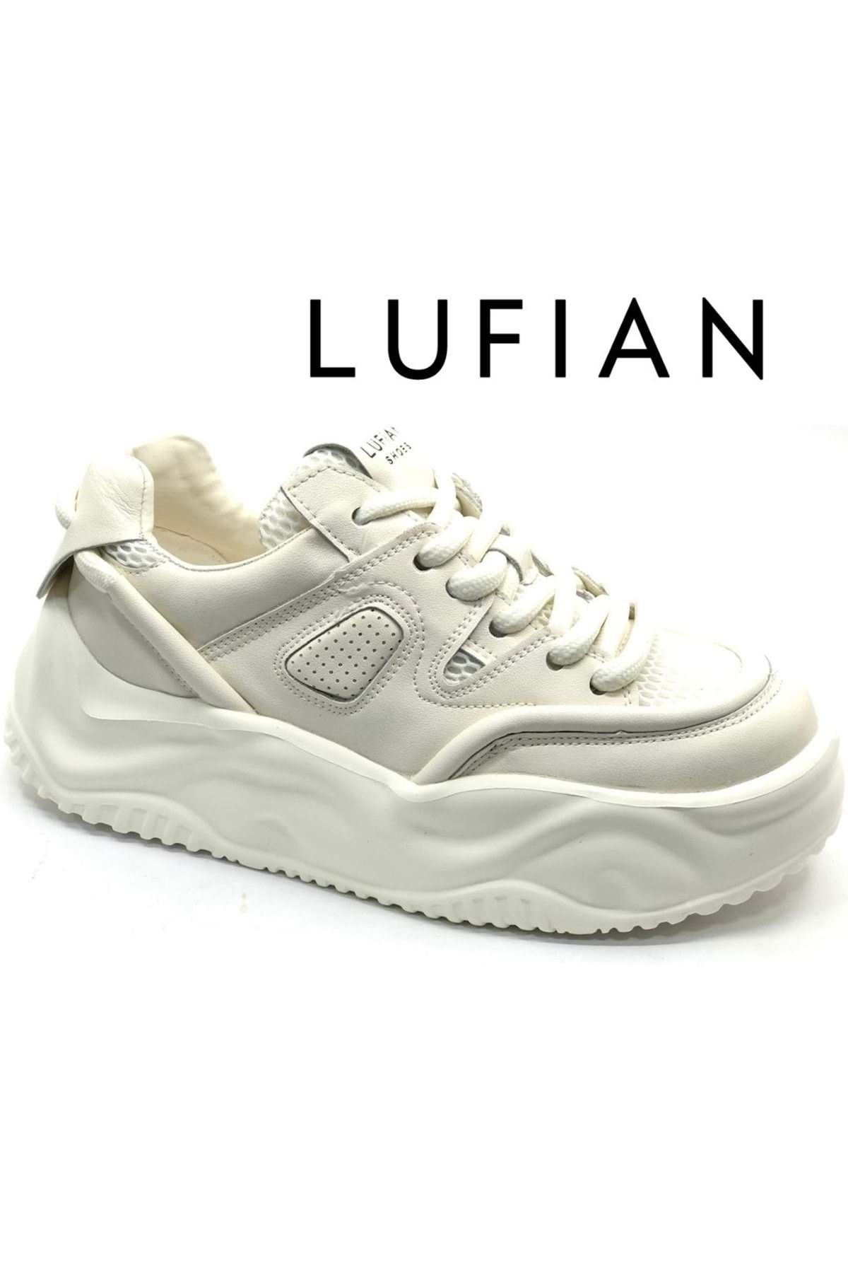 Hakiki Deri Bağcıklı Unisex Sneaker Beyaz Ayakkabı Hakiki Deri Bağcıklı Unisex Sneaker Beyaz Ayakkabı