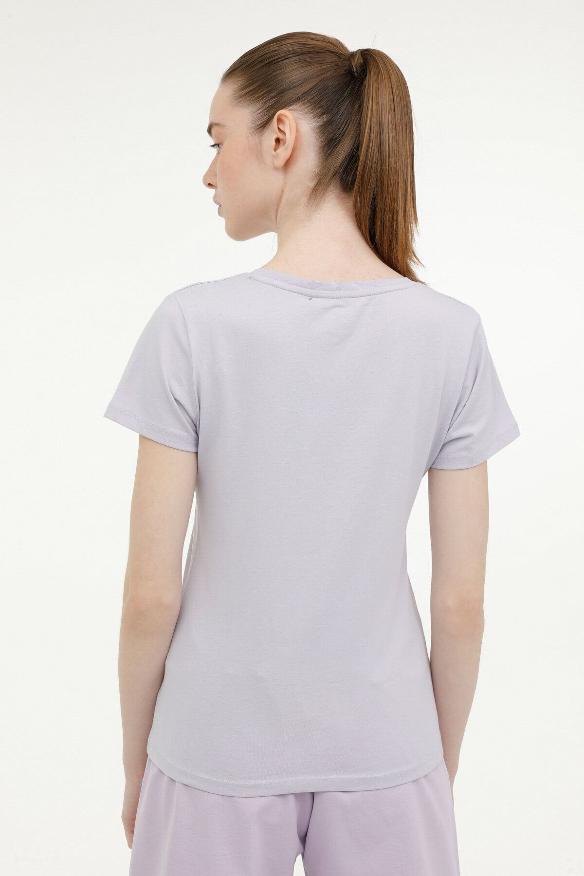 lumberjack W-CT130 BASIC V NECK T-SH Lila Kadın Kısa Kol T-Shirt W-CT130 BASIC V NECK T-SH