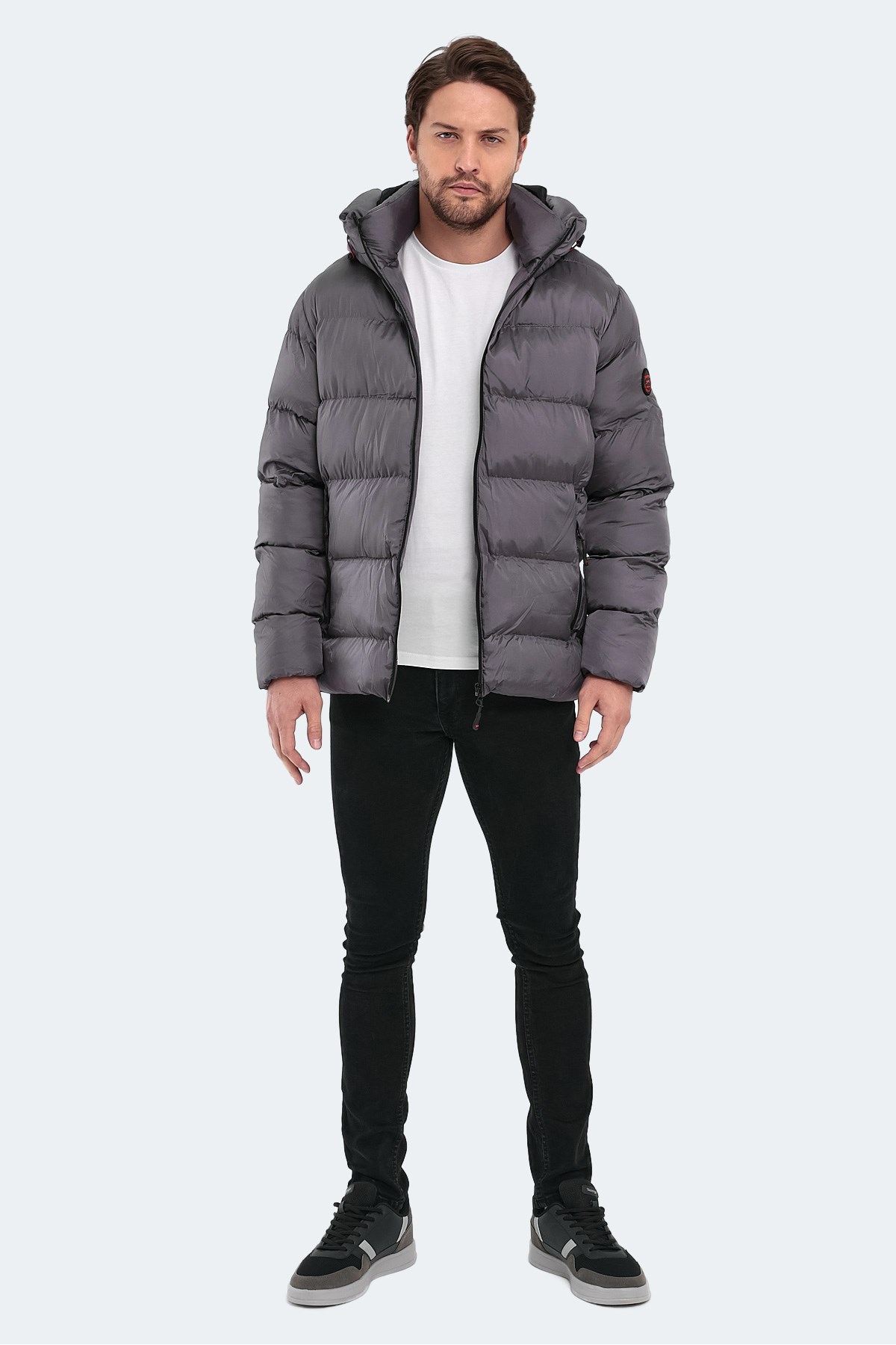 Slazenger HANK Erkek Kapüşonlu Şişme Koyu Gri Mont & Kaban ST22JE001 Slazenger HANK Erkek Kapüşonlu Şişme Koyu Gri Mont & Kaban ST22JE001