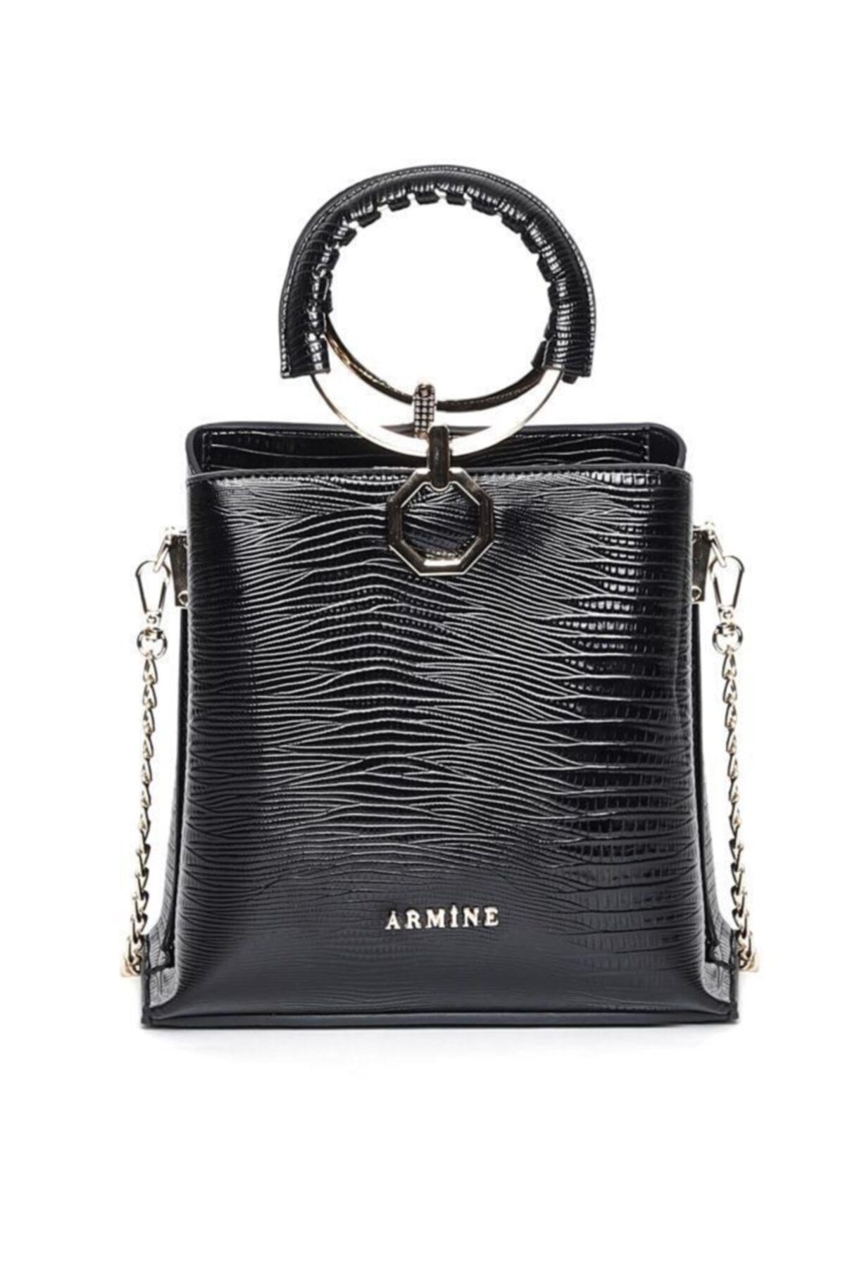 Armine Çanta 260 Günlük Siyah Croco Omuz Çantası Armine Çanta 260 Günlük Siyah Croco Omuz Çantası