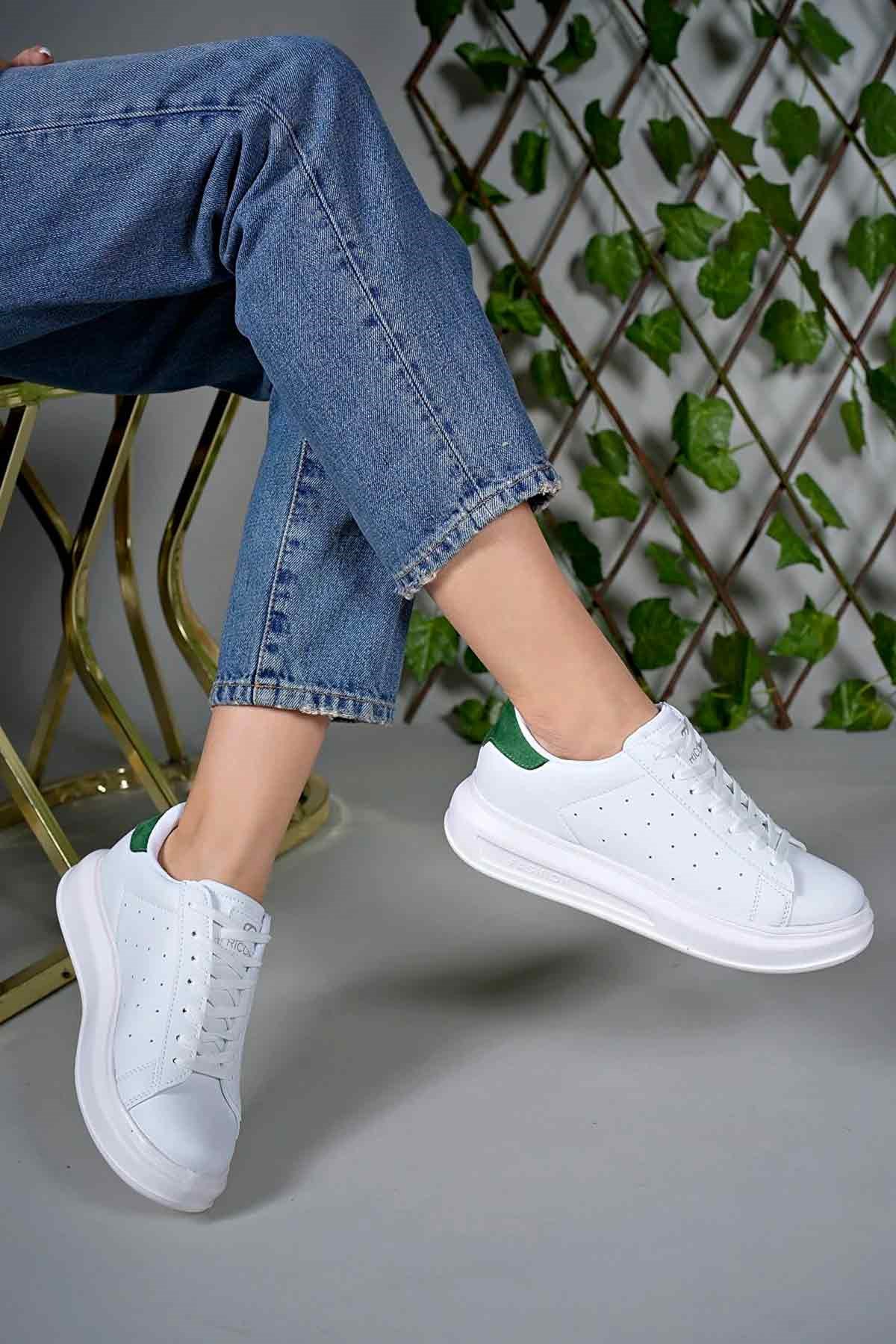 İncim ®| Medusa Kadın Beyaz-Yeşil Kalın Yüksek Taban Hafif Günlük Yürüyüş Spor Ayakkabısı ve Sneaker İncim ®| Medusa Kadın Beyaz-Yeşil Kalın Yüksek Taban Hafif Günlük Yürüyüş Spor Ayakkabısı ve Sneaker
