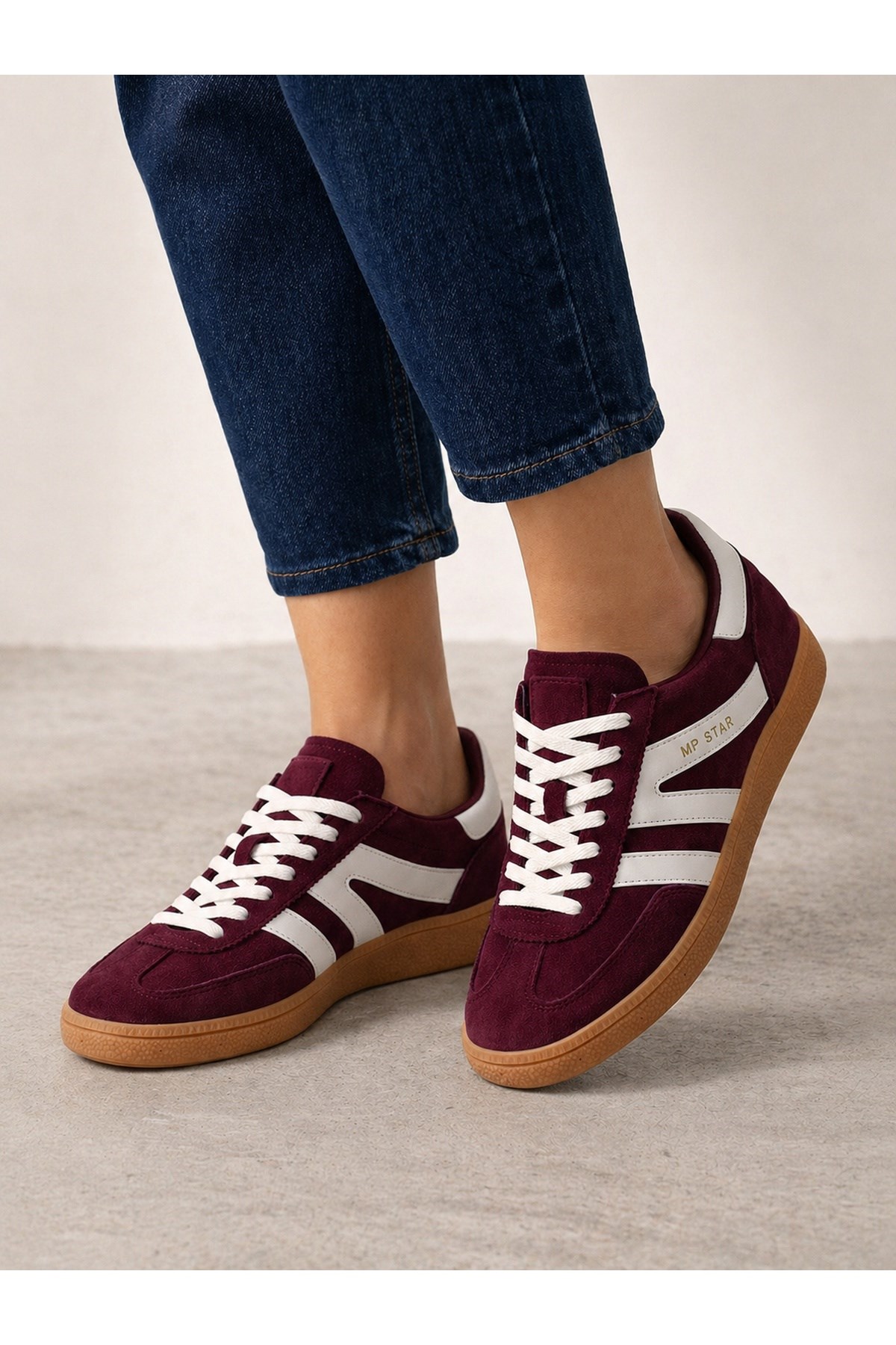  M.P. Premium 242-7277 Bordo Günlük Sneaker Hakiki Deri Kadın Spor Ayakkabı