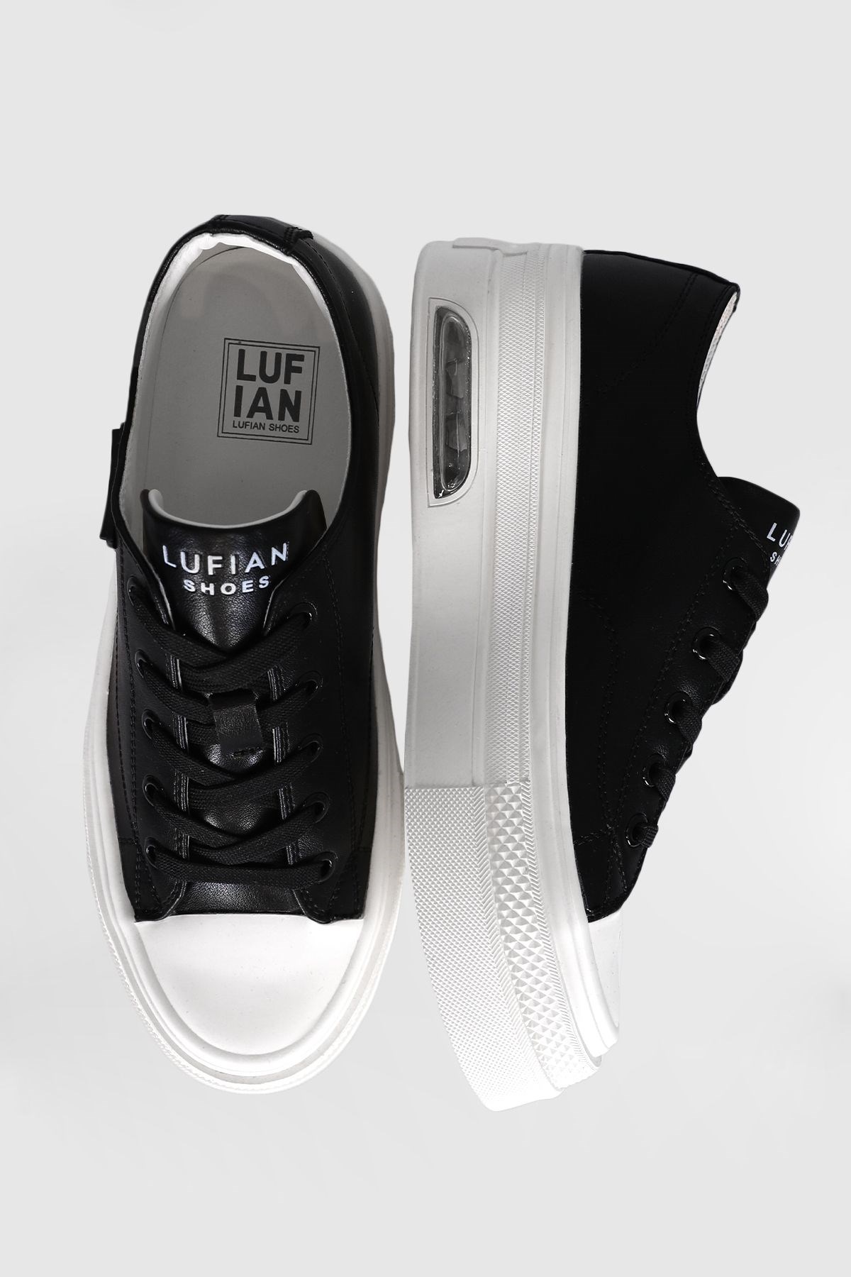 Hakiki Deri Bağcıklı Perla Siyah Günlük Kadın Sneaker Siyah Ayakkabı