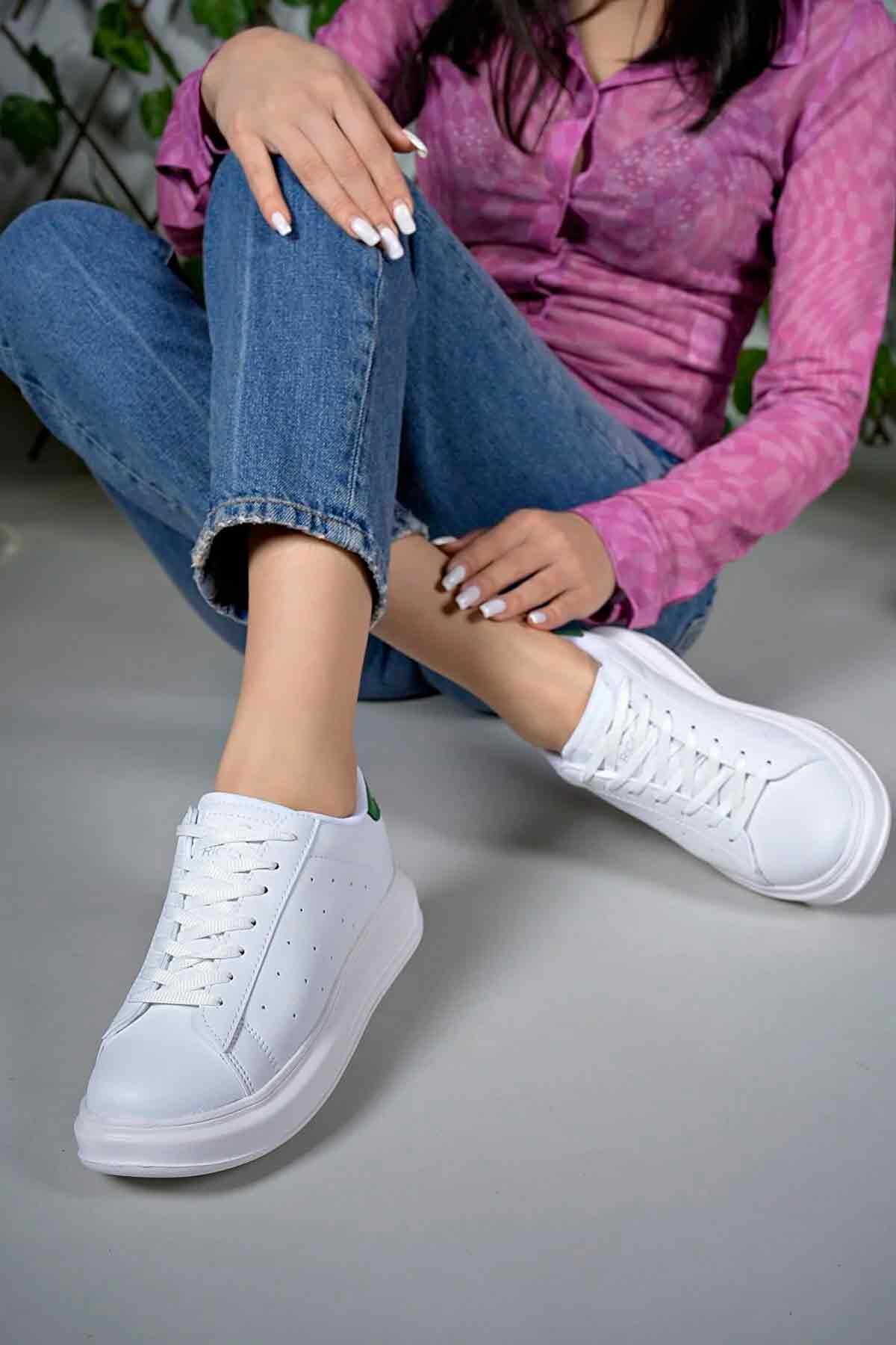 İncim ®| Medusa Kadın Beyaz-Yeşil Kalın Yüksek Taban Hafif Günlük Yürüyüş Spor Ayakkabısı ve Sneaker İncim ®| Medusa Kadın Beyaz-Yeşil Kalın Yüksek Taban Hafif Günlük Yürüyüş Spor Ayakkabısı ve Sneaker