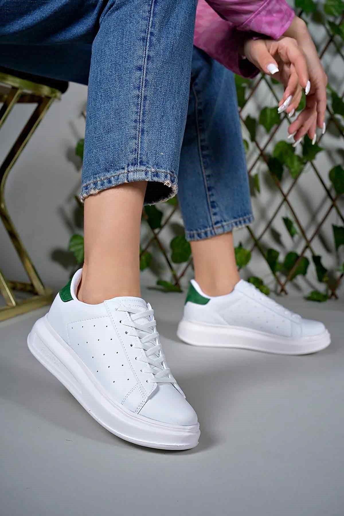 İncim ®| Medusa Kadın Beyaz-Yeşil Kalın Yüksek Taban Hafif Günlük Yürüyüş Spor Ayakkabısı ve Sneaker İncim ®| Medusa Kadın Beyaz-Yeşil Kalın Yüksek Taban Hafif Günlük Yürüyüş Spor Ayakkabısı ve Sneaker