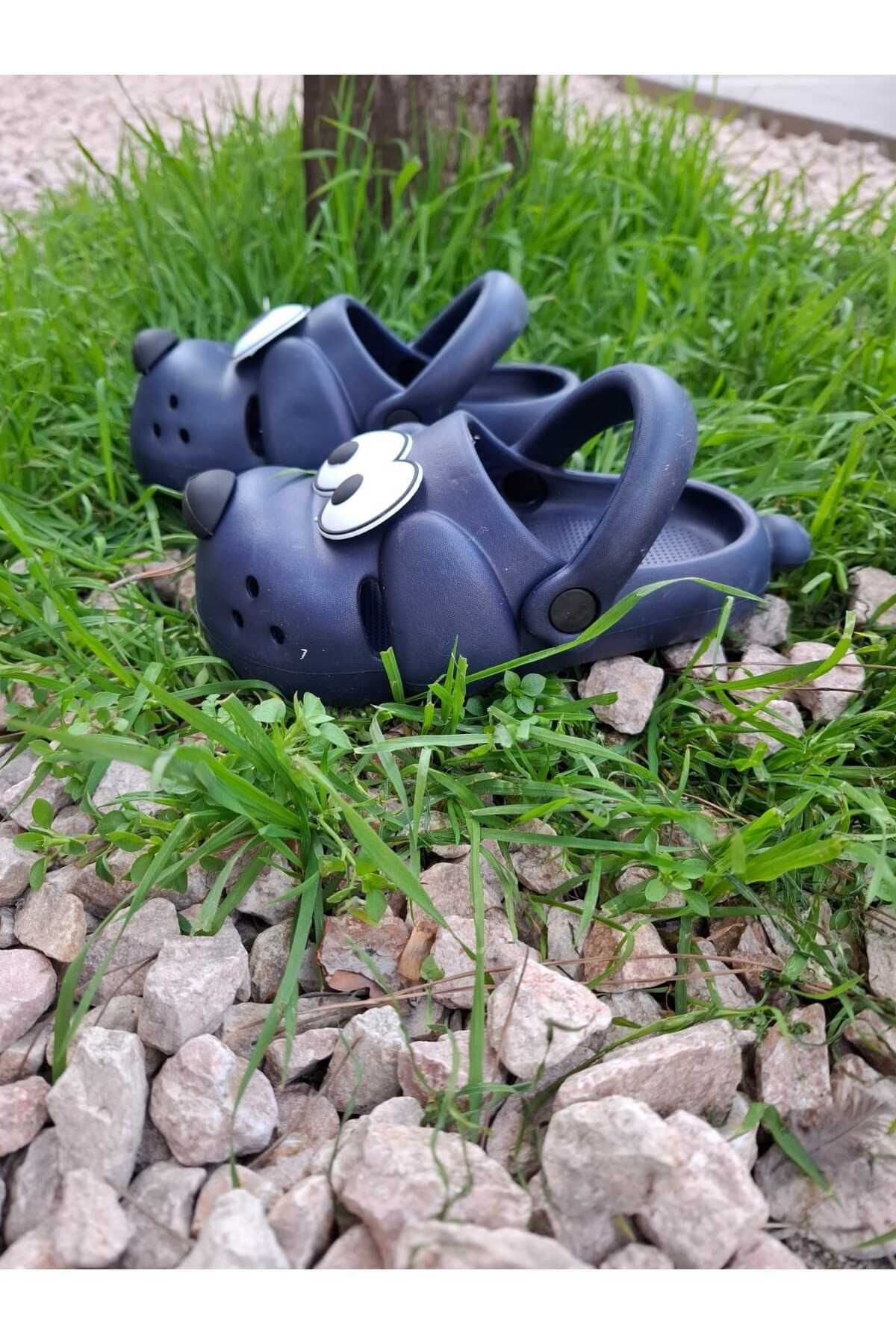 Doggy Lacivert Köpek Figürlü Sevimli Günlük Bahçe Sahil Plaj Kreş Unisex Çocuk Terlik&Sandalet