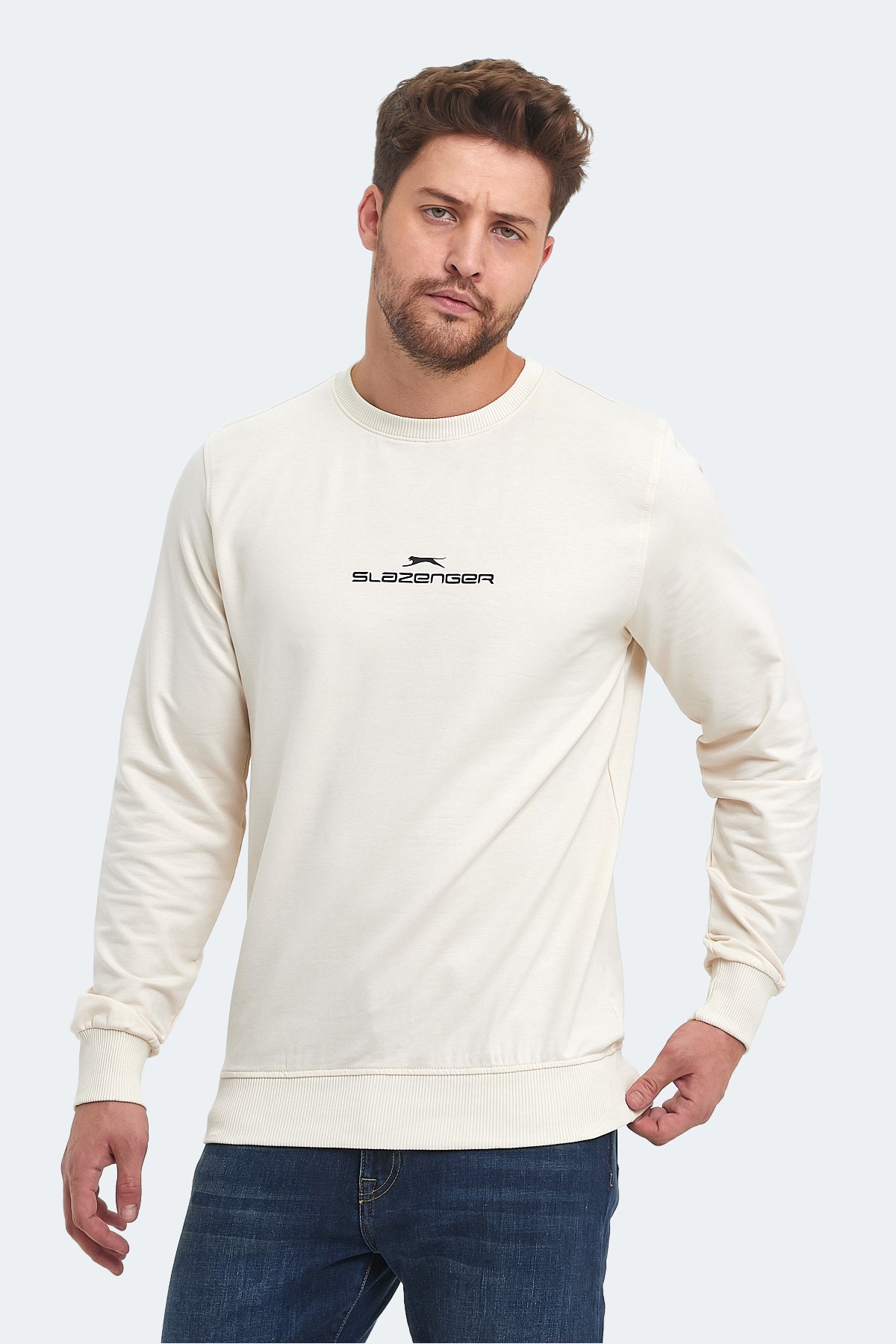 Slazenger ORTWIN Erkek Bej Sweatshirt ST23WE146 Bej Slazenger ORTWIN Erkek Bej Sweatshirt ST23WE146 Bej