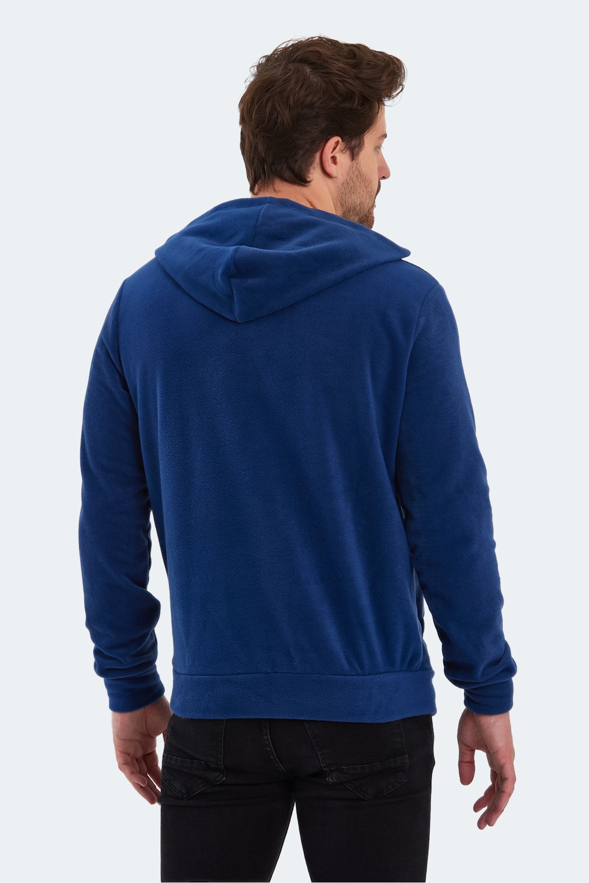 Slazenger SAMSON IN Erkek Fermuarlı Kapüşonlu Cepli Indigo Polar