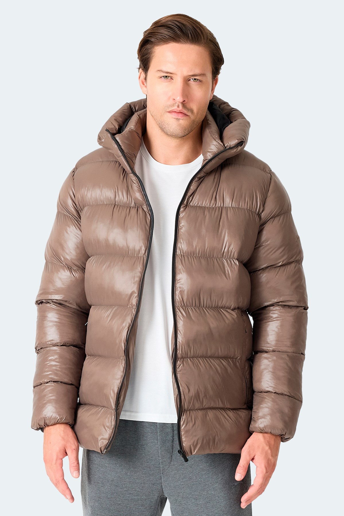 Slazenger HOOT Erkek Kapüşonlu Şişme Kahve Mont & Kaban ST25JE034 Slazenger HOOT Erkek Kapüşonlu Şişme Kahve Mont & Kaban ST25JE034