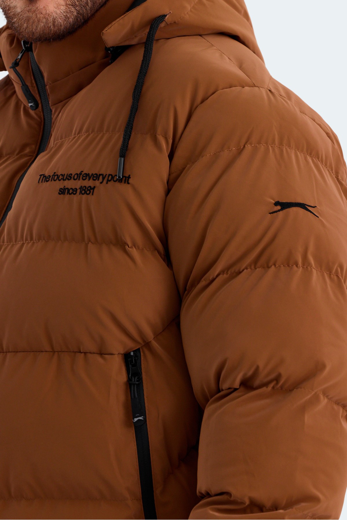 Slazenger HEINER Erkek Kapüşonlu Şişme Taba Mont & Kaban