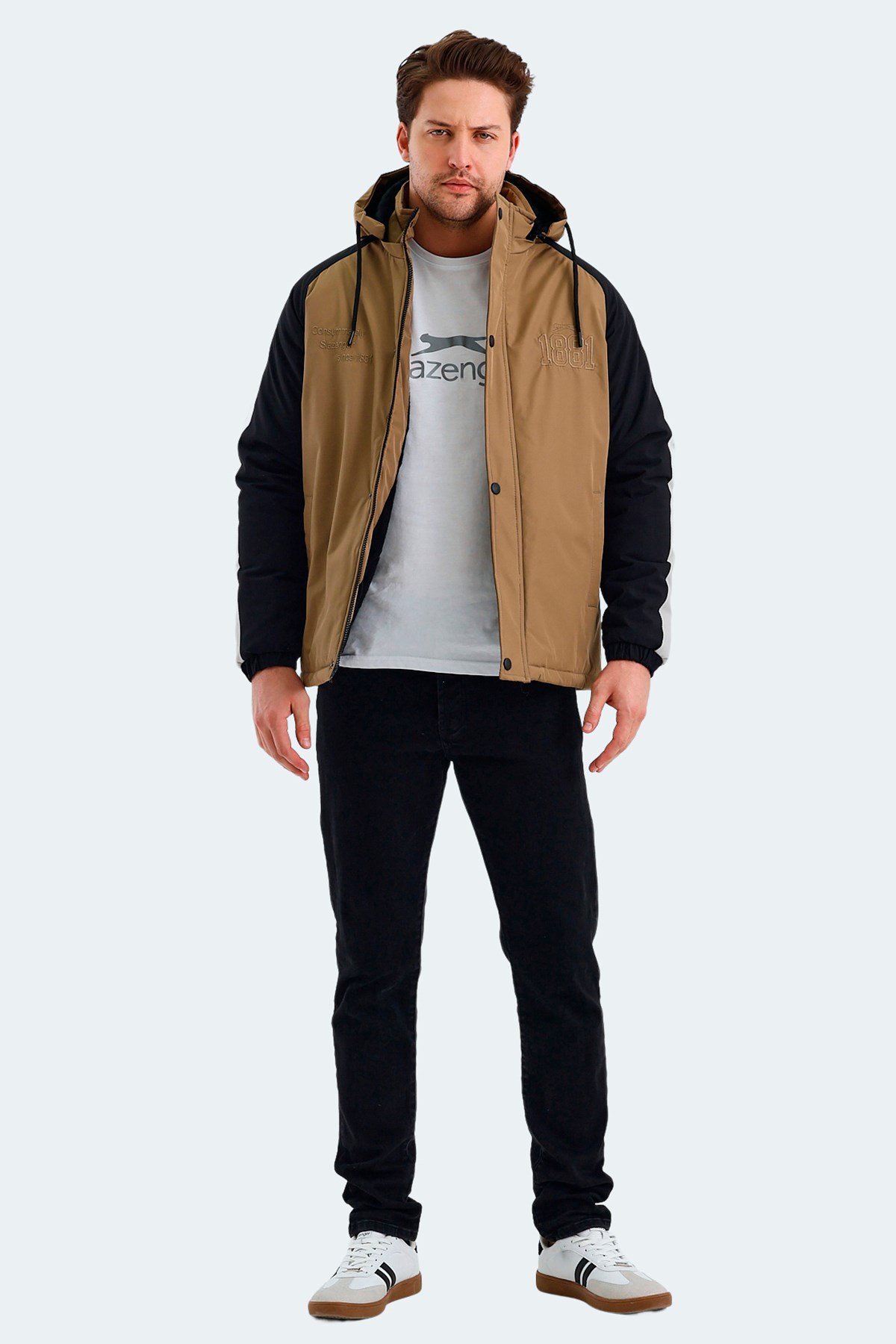 Slazenger HINOX Erkek Kapüşonlu Bej Mont & Kaban ST24JE076 Slazenger HINOX Erkek Kapüşonlu Bej Mont & Kaban ST24JE076