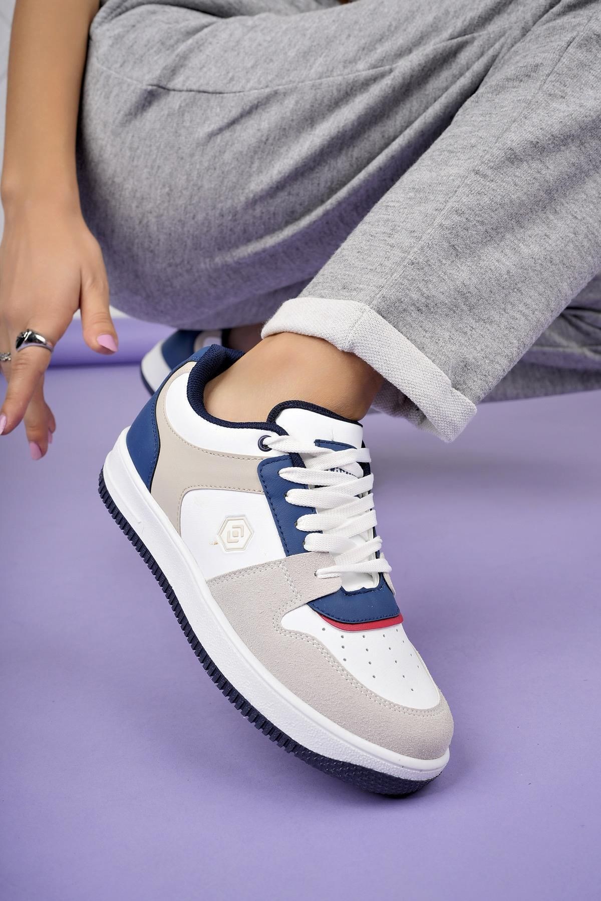 İncim Beyaz /Lacivert Kadın Spor Ayakkabı Günlük Sneaker Lambırlent 2100 İncim Beyaz /Lacivert Kadın Spor Ayakkabı Günlük Sneaker Lambırlent 2100