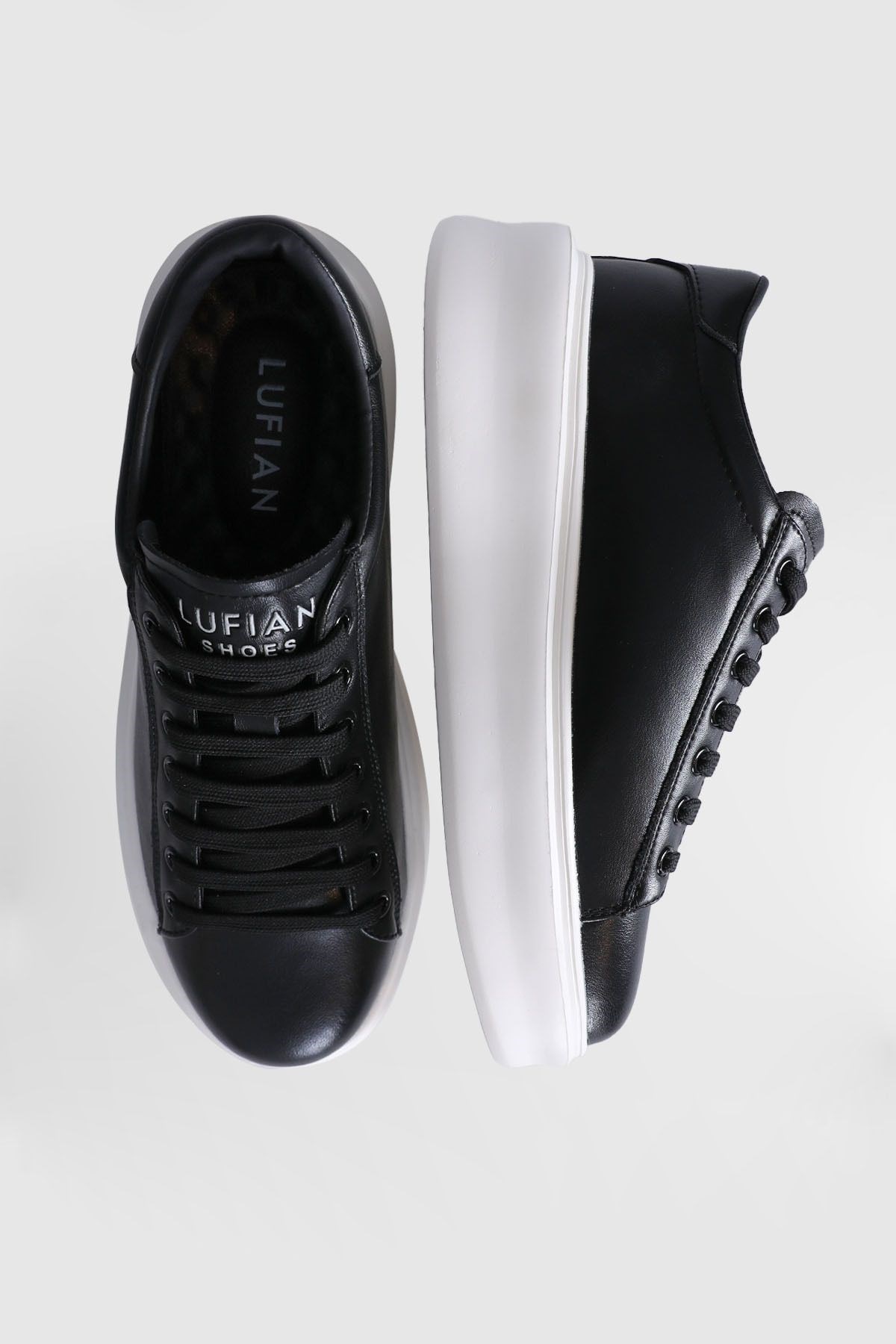 Hakiki Deri Bağcıklı Günlük Erkek Sneaker Lufian Gage Siyah Beyaz Ayakkabı Hakiki Deri Bağcıklı Günlük Erkek Sneaker Lufian Gage Siyah Beyaz Ayakkabı