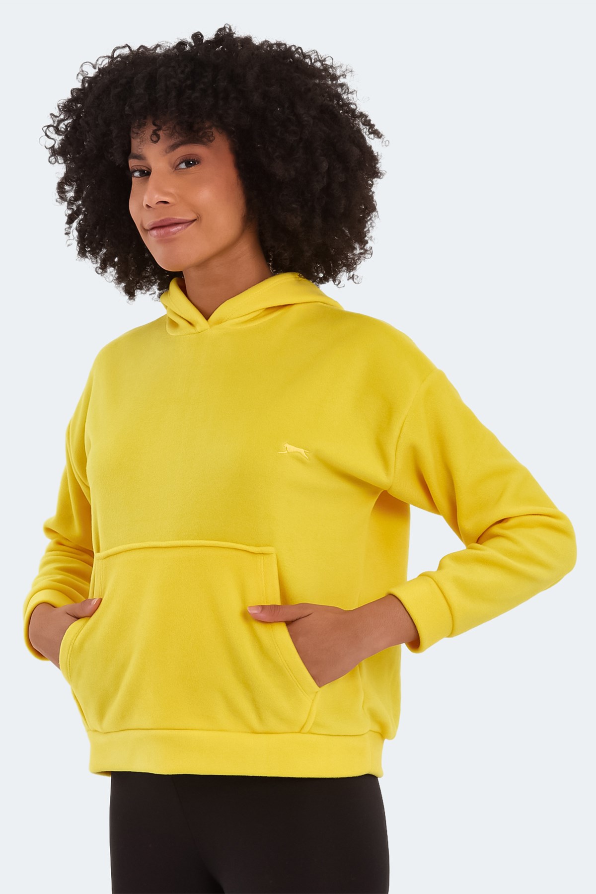Slazenger SASSA IN Kadın Kapüşonlu Cepli Sarı Polar Sarı