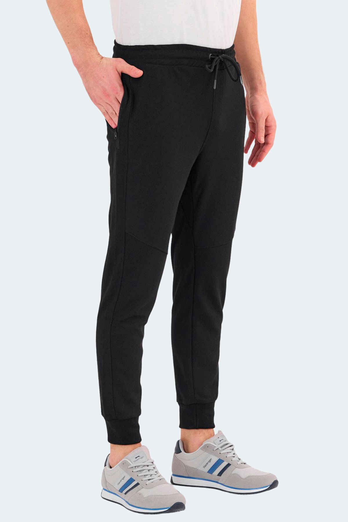 Slazenger PEARCE Erkek Fermuar Cepli Siyah Eşofman Altı ST22PE220