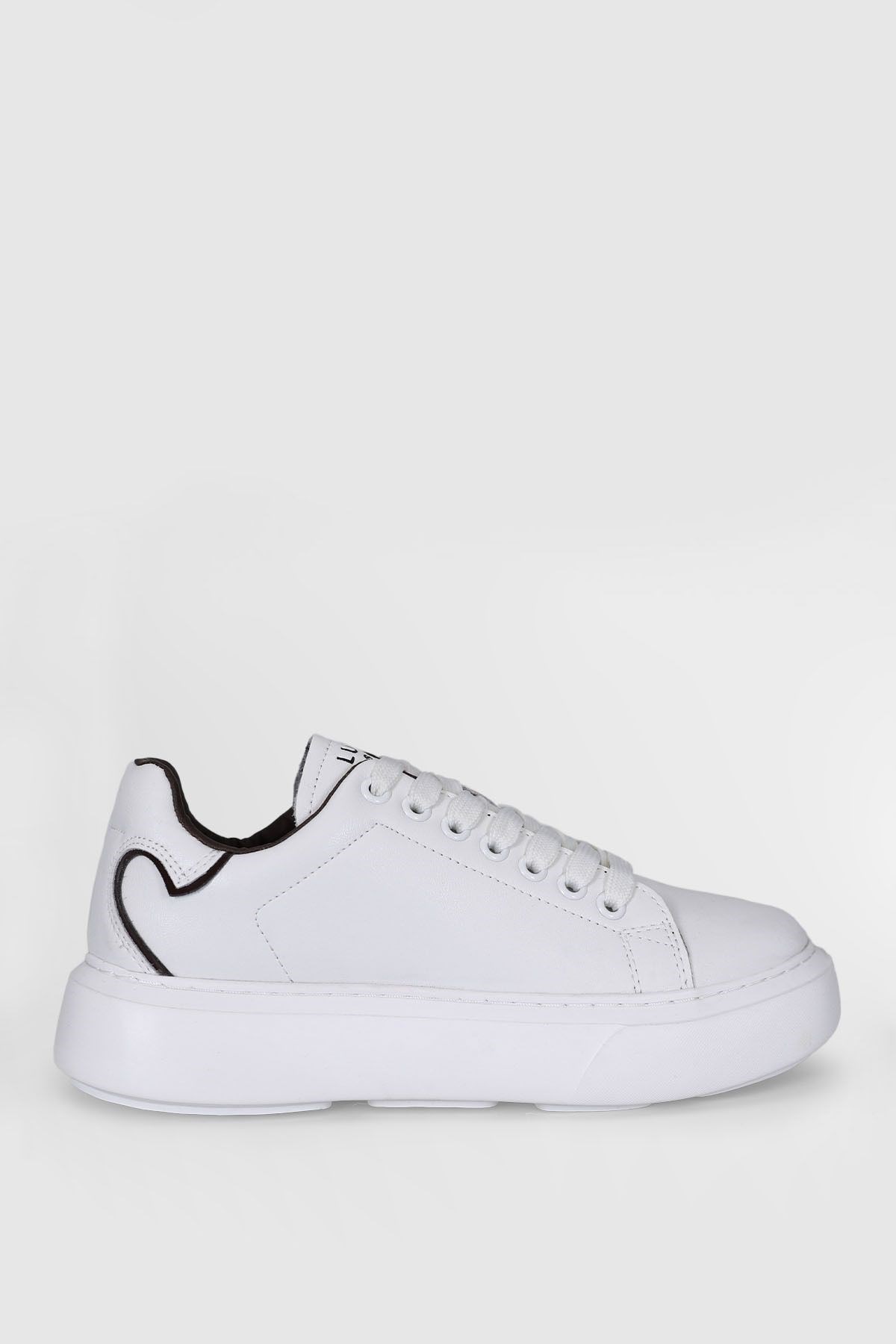 Hakiki Deri Bağcıklı Günlük Kadın Sneaker Ayakkabı Lufian Amy Beyaz Sneaker