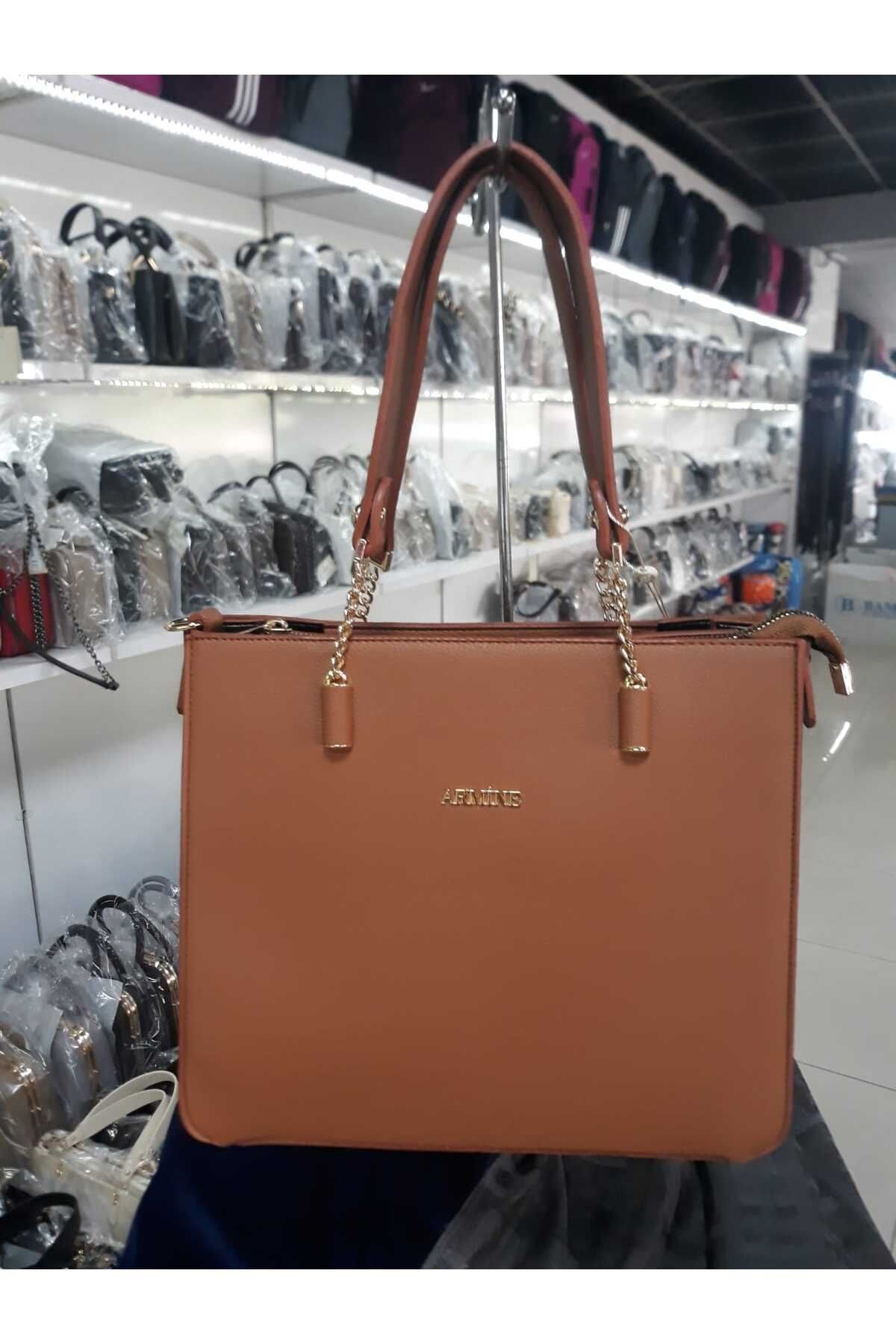 Armine 362 Taba Modeli Hakiki Deri Omuz Çantası Kahverengi Çanta