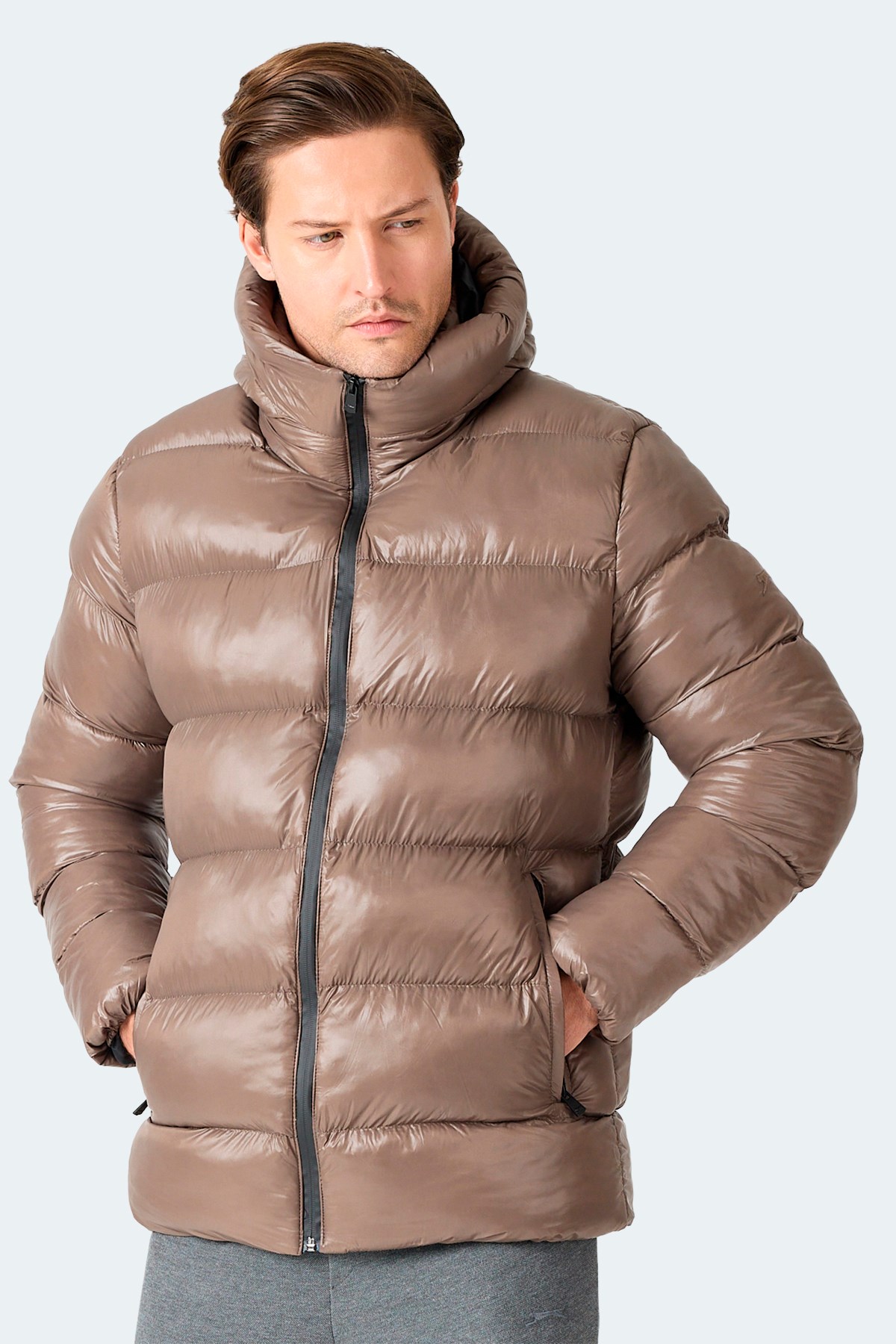 Slazenger HOOT Erkek Kapüşonlu Şişme Kahve Mont & Kaban ST25JE034 Slazenger HOOT Erkek Kapüşonlu Şişme Kahve Mont & Kaban ST25JE034