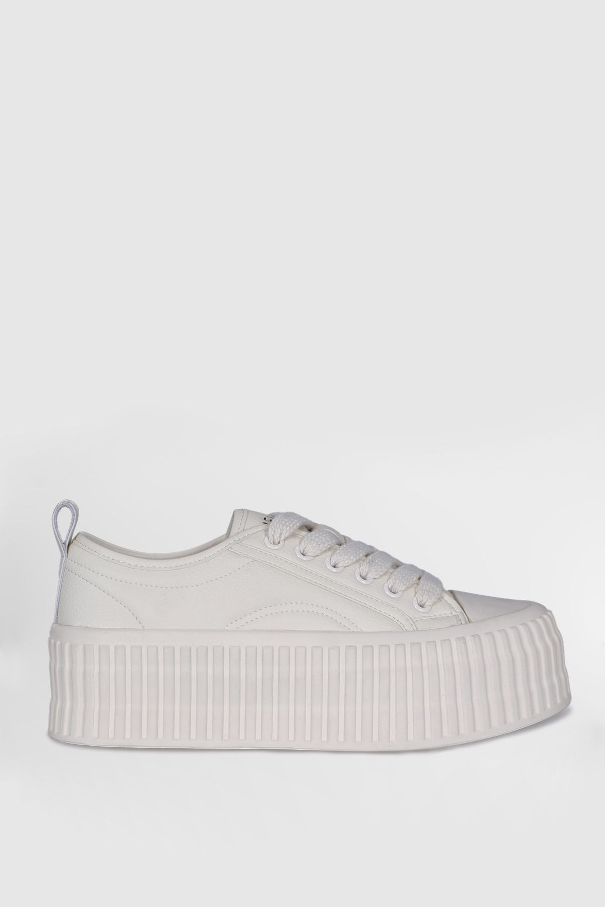 Hakiki Deri Bağcıklı Kadın Sneaker Beyaz Lufian Diana Beyaz Sneaker