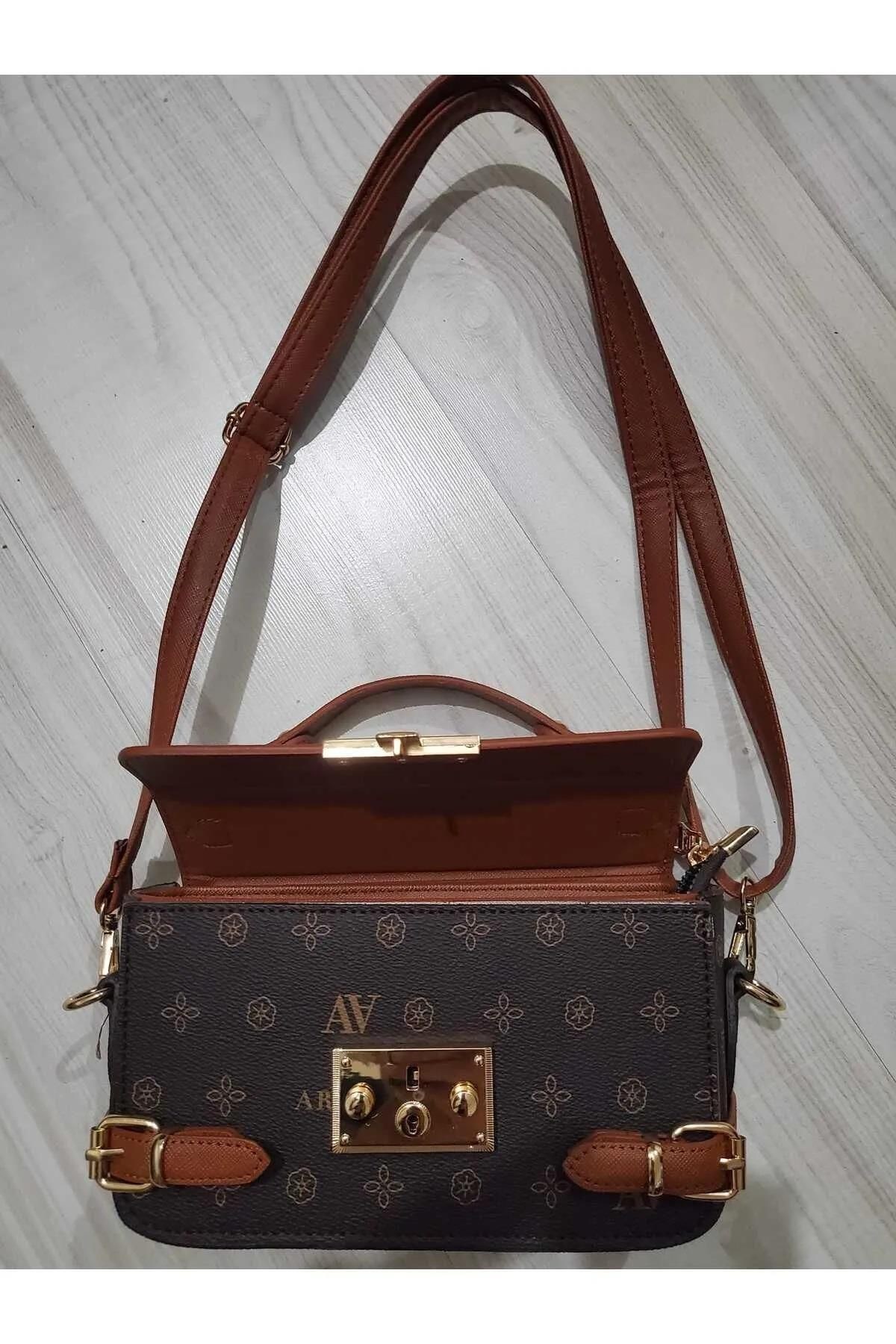 Armine 359 Model Kodlu Baskılı Modern Kadın Omuz Çantası Kahve Çanta