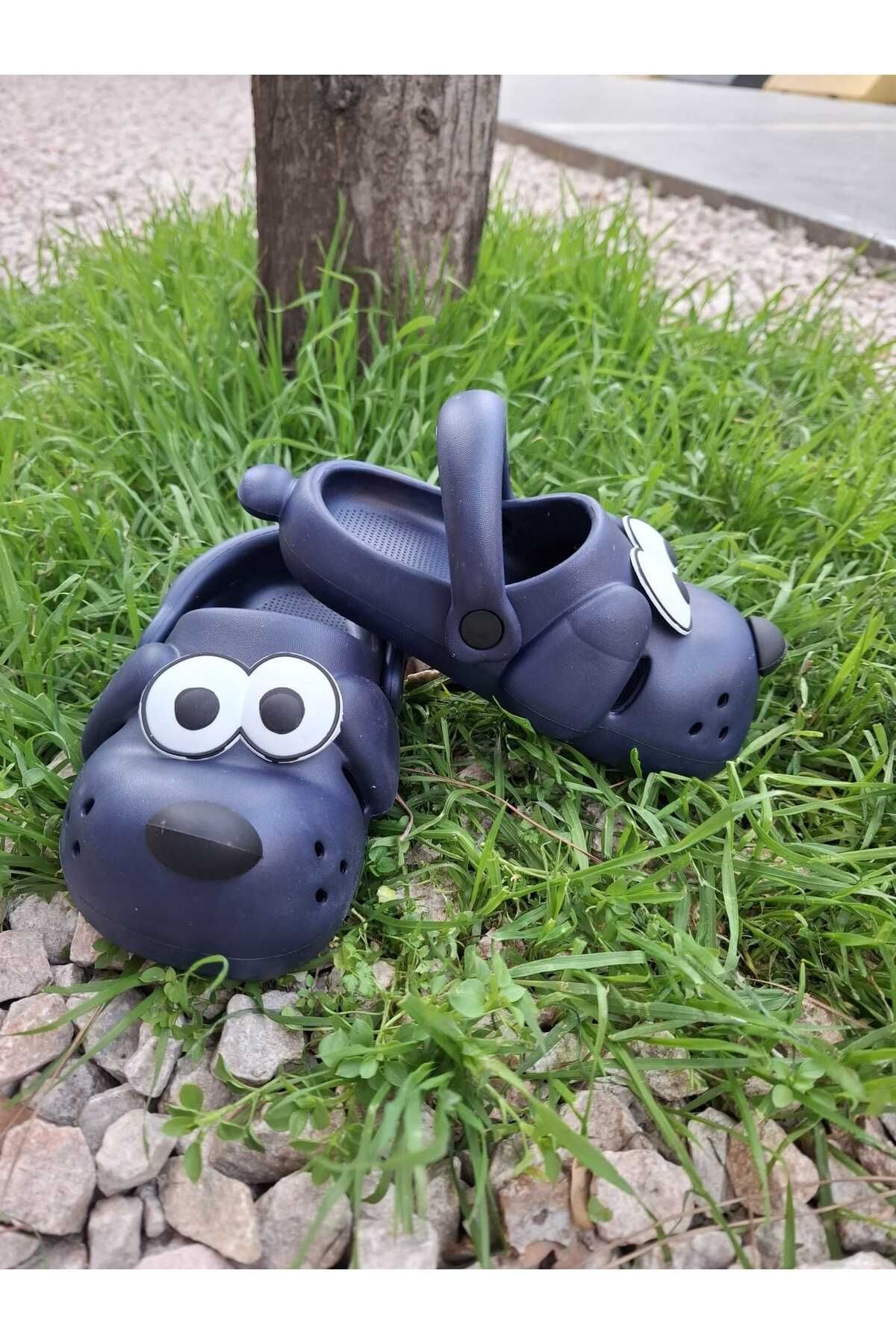 Doggy Lacivert Köpek Figürlü Sevimli Günlük Bahçe Sahil Plaj Kreş Unisex Çocuk Terlik&Sandalet