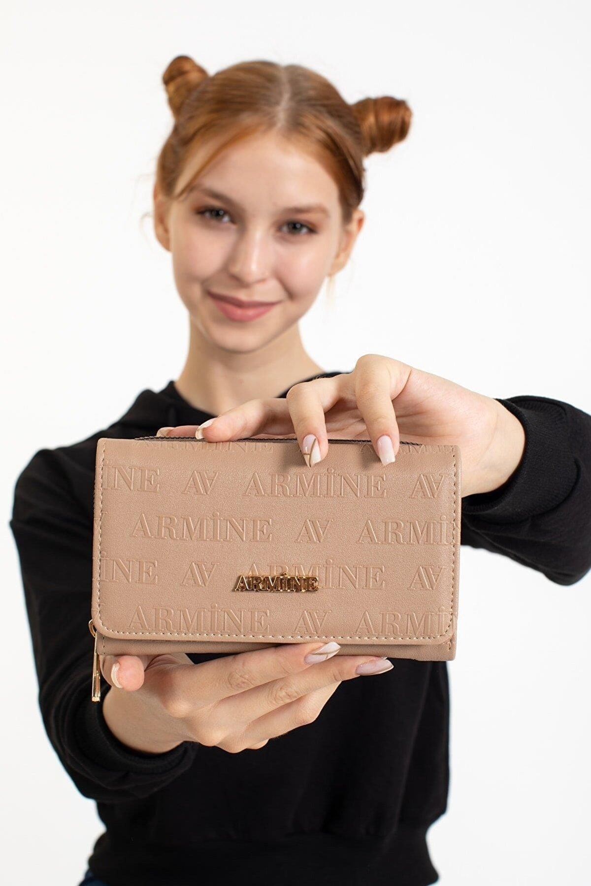 Armine C12 Model Lazer Detaylı Vizon Kadın Cüzdanı