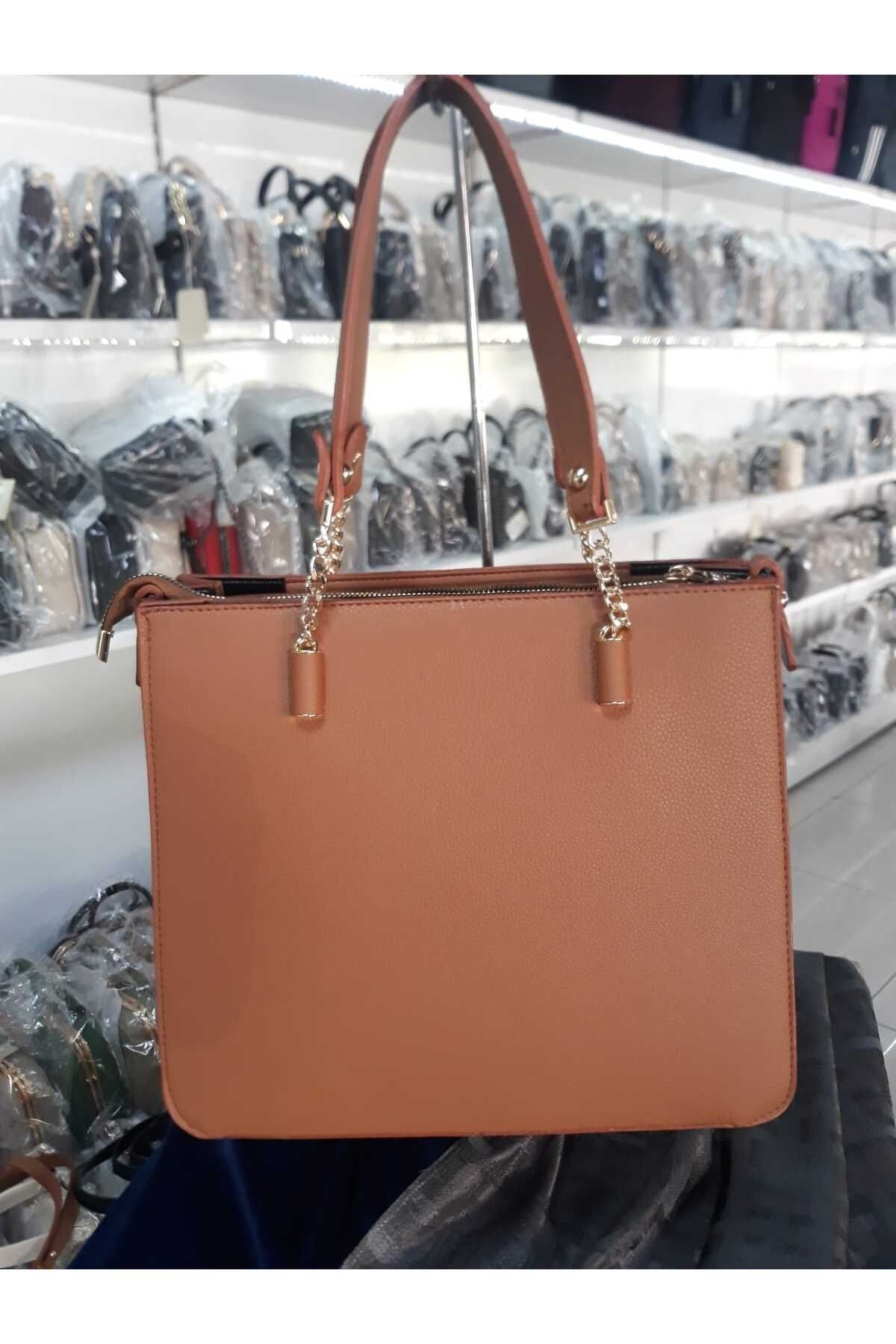 Armine 362 Taba Modeli Hakiki Deri Omuz Çantası Kahverengi Çanta