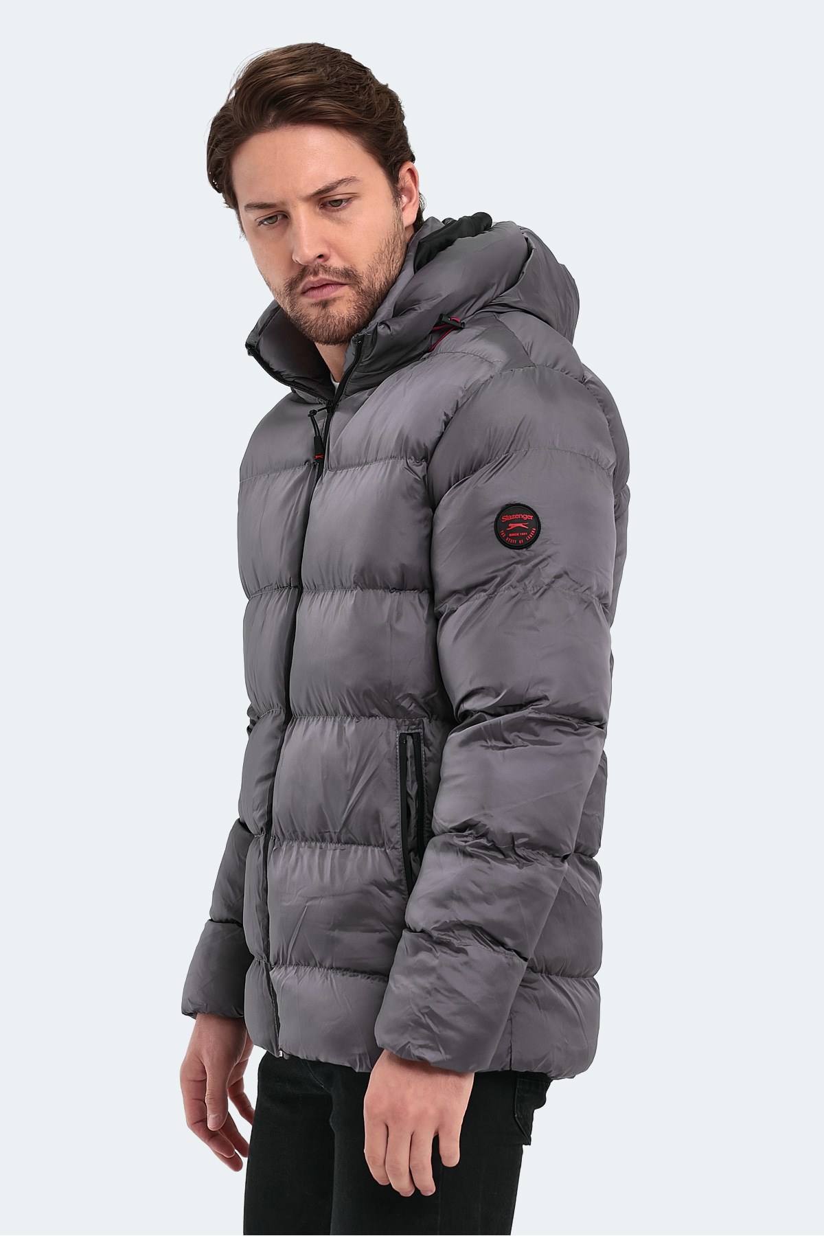 Slazenger HANK Erkek Kapüşonlu Şişme Koyu Gri Mont & Kaban ST22JE001 Slazenger HANK Erkek Kapüşonlu Şişme Koyu Gri Mont & Kaban ST22JE001