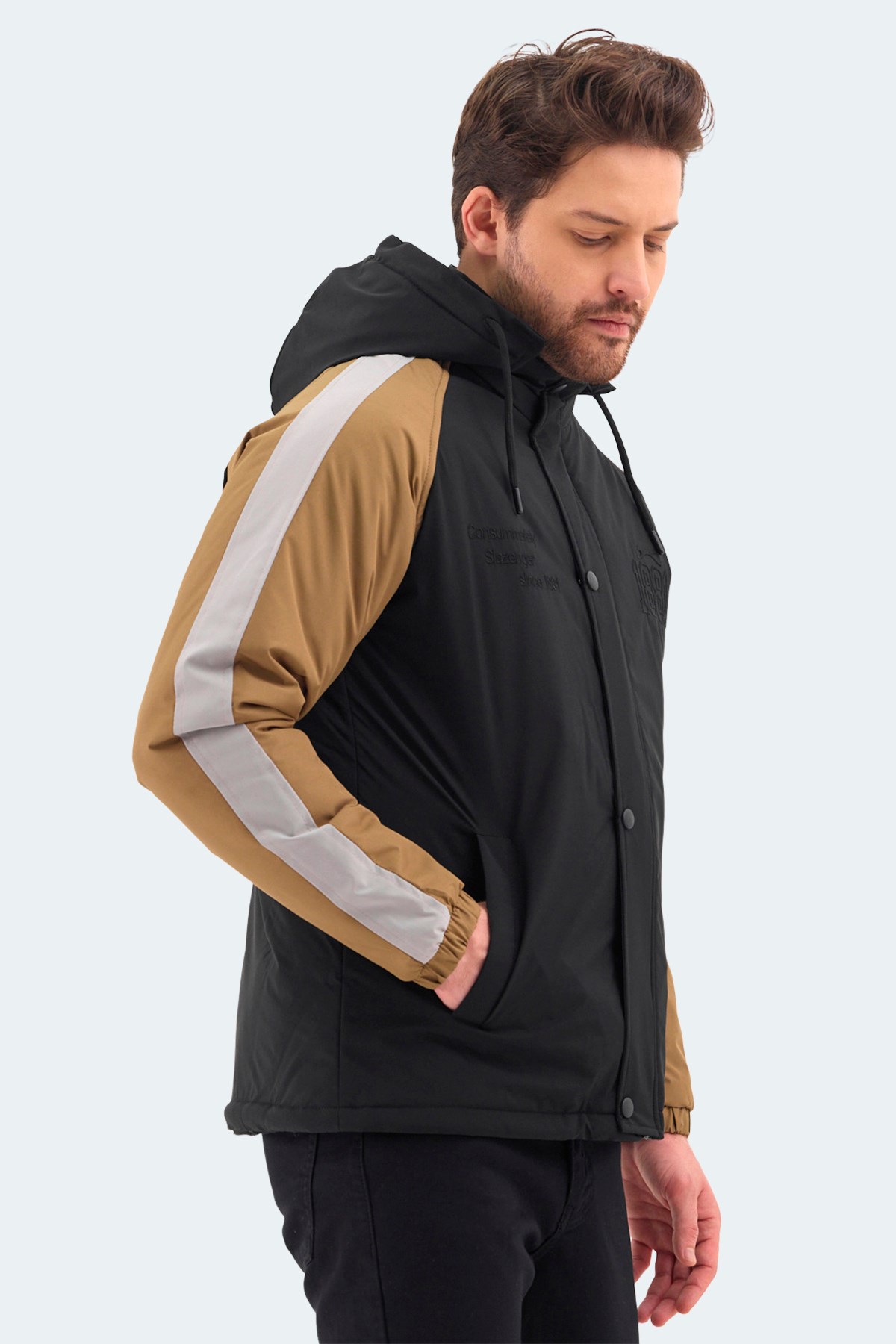 Slazenger HINOX Erkek Kapüşonlu Siyah Mont & Kaban ST24JE076