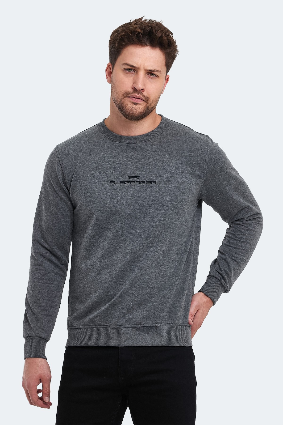 Slazenger ORTWIN Erkek  Koyu Gri Sweatshirt ST23WE146 Koyu Gri