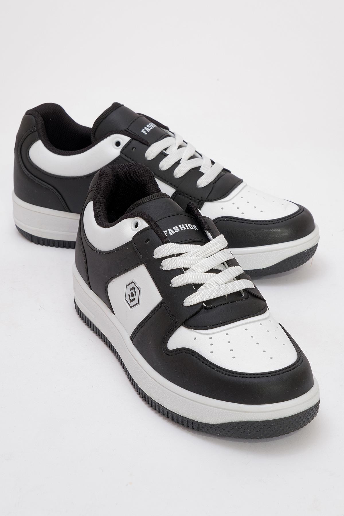 İncim Siyah/Beyaz Kadın Spor Ayakkabı Günlük Sneaker Lambırlent 2100