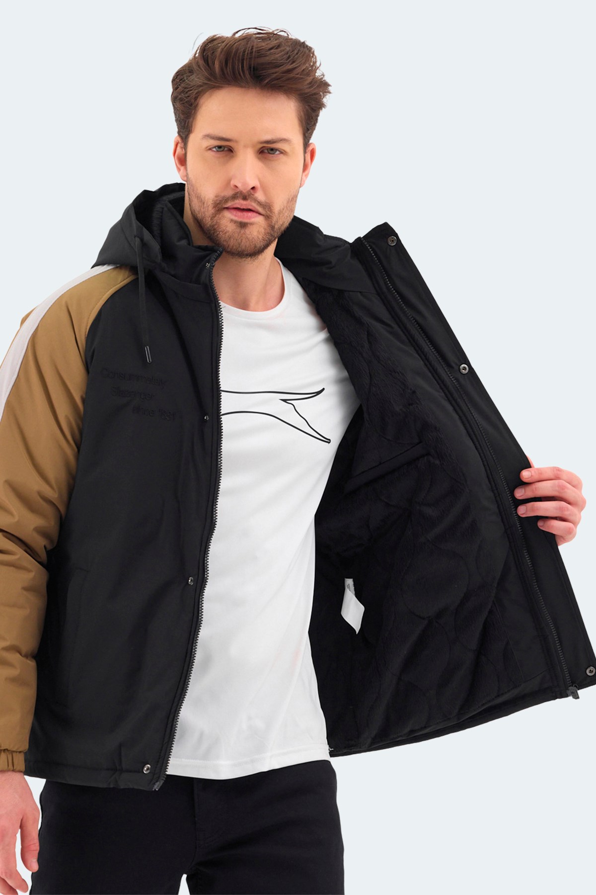 Slazenger HINOX Erkek Kapüşonlu Siyah Mont & Kaban ST24JE076
