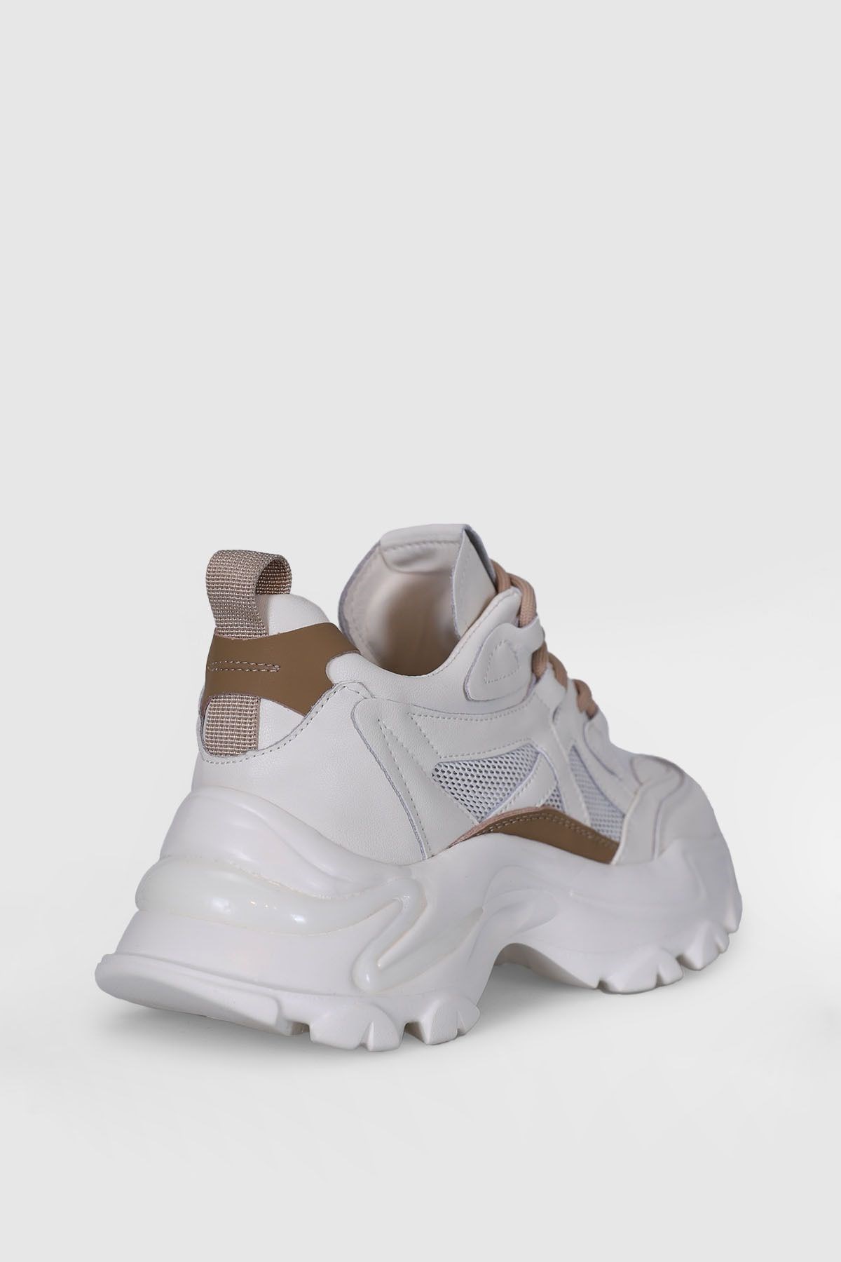 Hakiki Deri Bağcıklı Bloom Kadın Sneaker Bej Ayakkabı Hakiki Deri Bağcıklı Bloom Kadın Sneaker Bej Ayakkabı
