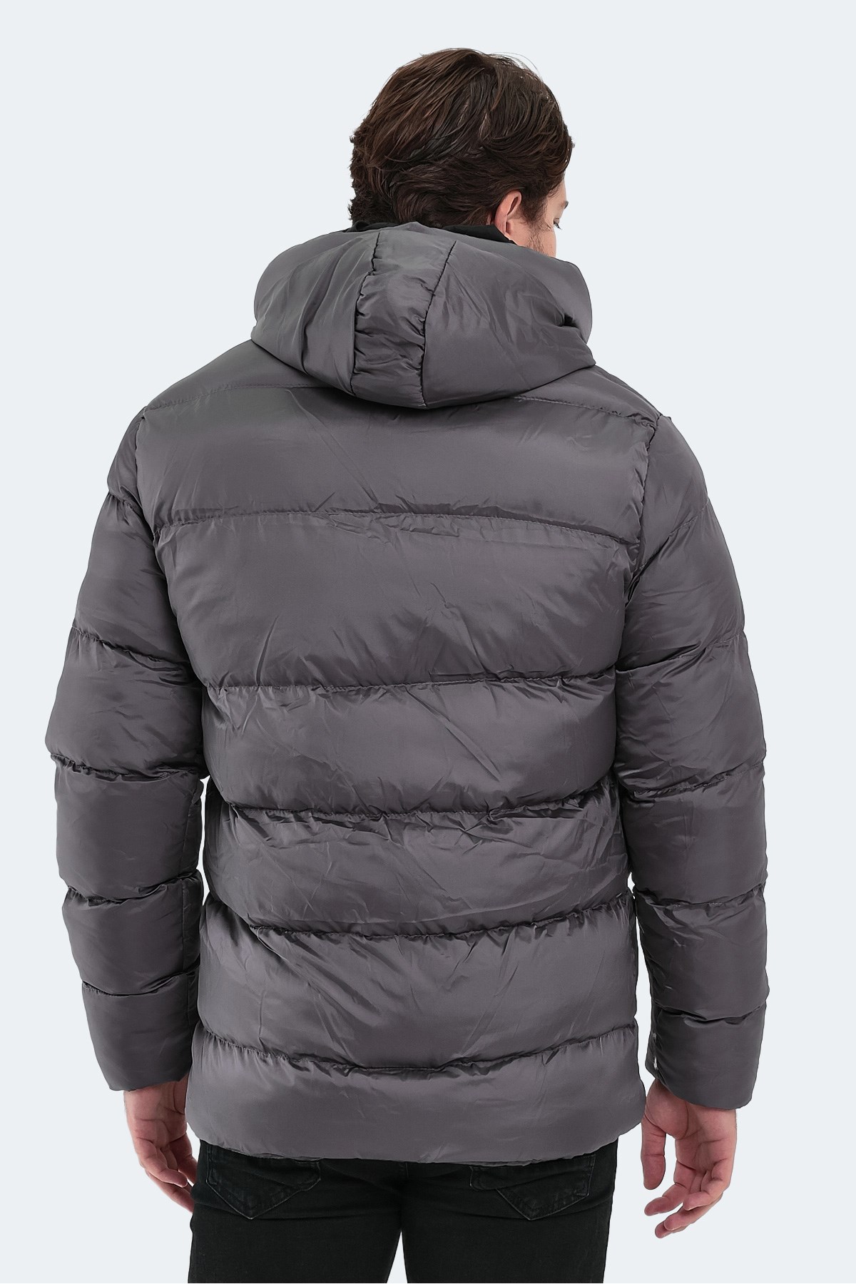 Slazenger HANK Erkek Kapüşonlu Şişme Koyu Gri Mont & Kaban ST22JE001