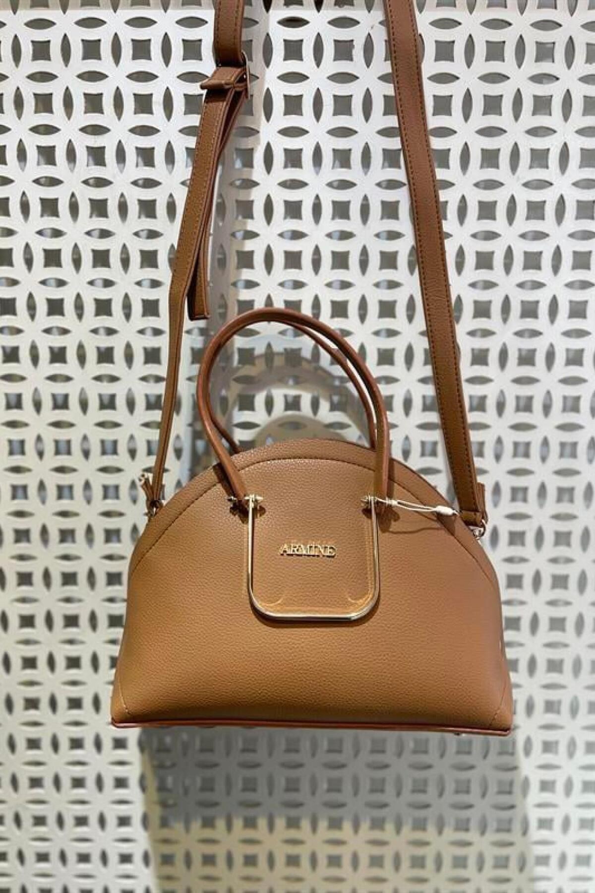 Armine 365 Taba Modeli Hakiki Deri Modern Kadın Omuz Çantası Kahverengi Çanta