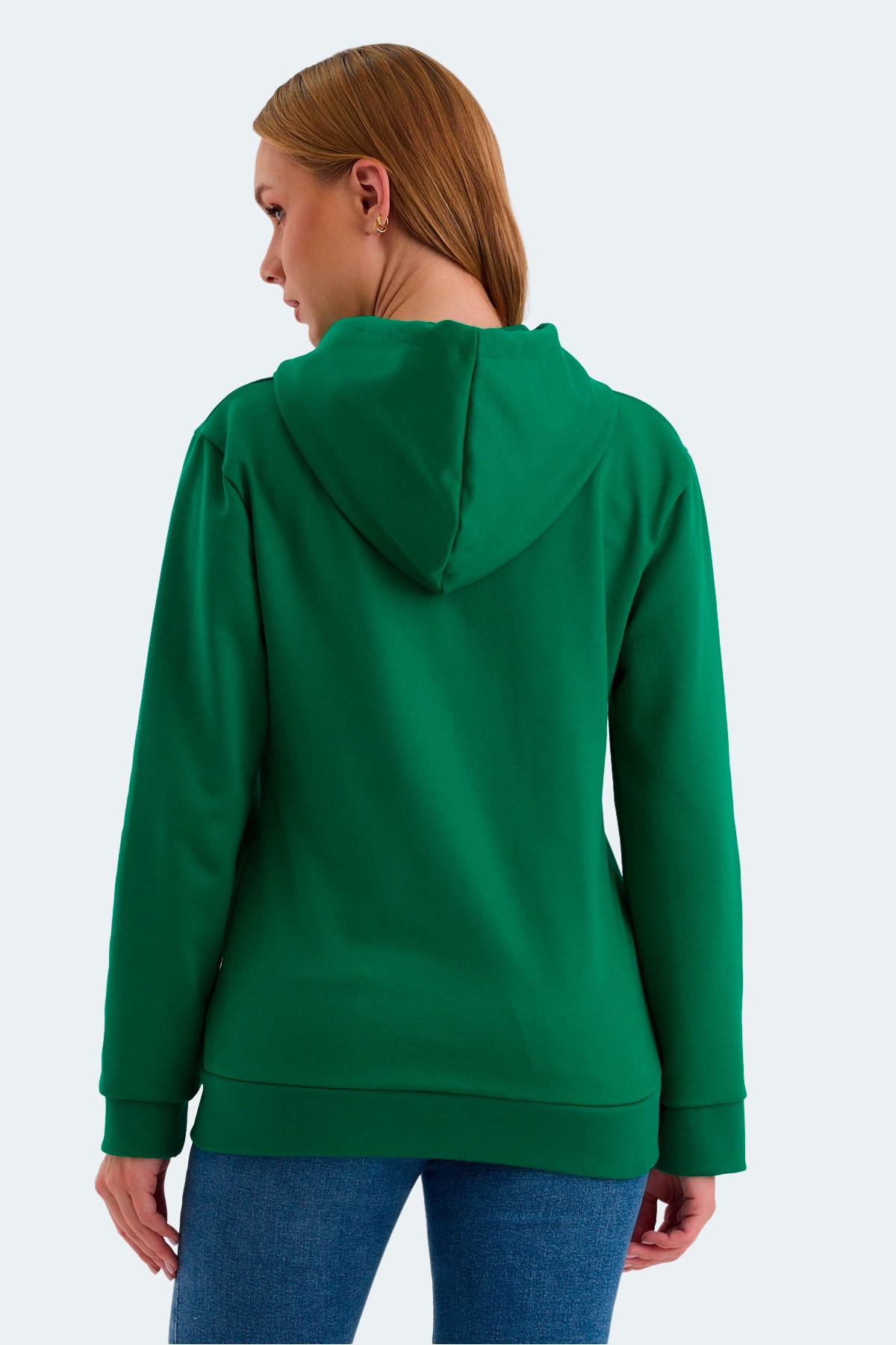Slazenger KATYA Kadın Fermuarlı Kapüşonlu Cepli Nane Sweatshirt
