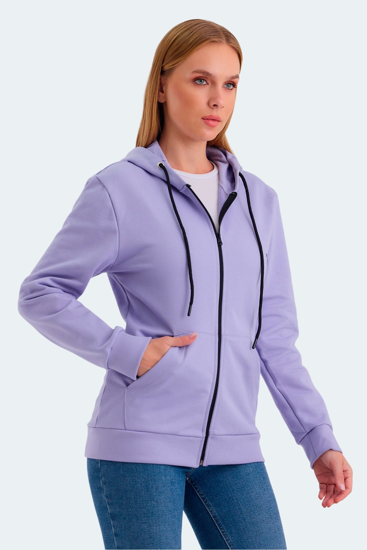 Slazenger KATYA Kadın Fermuarlı Kapüşonlu Cepli Lila Sweatshirt Slazenger KATYA Kadın Fermuarlı Kapüşonlu Cepli Lila Sweatshirt