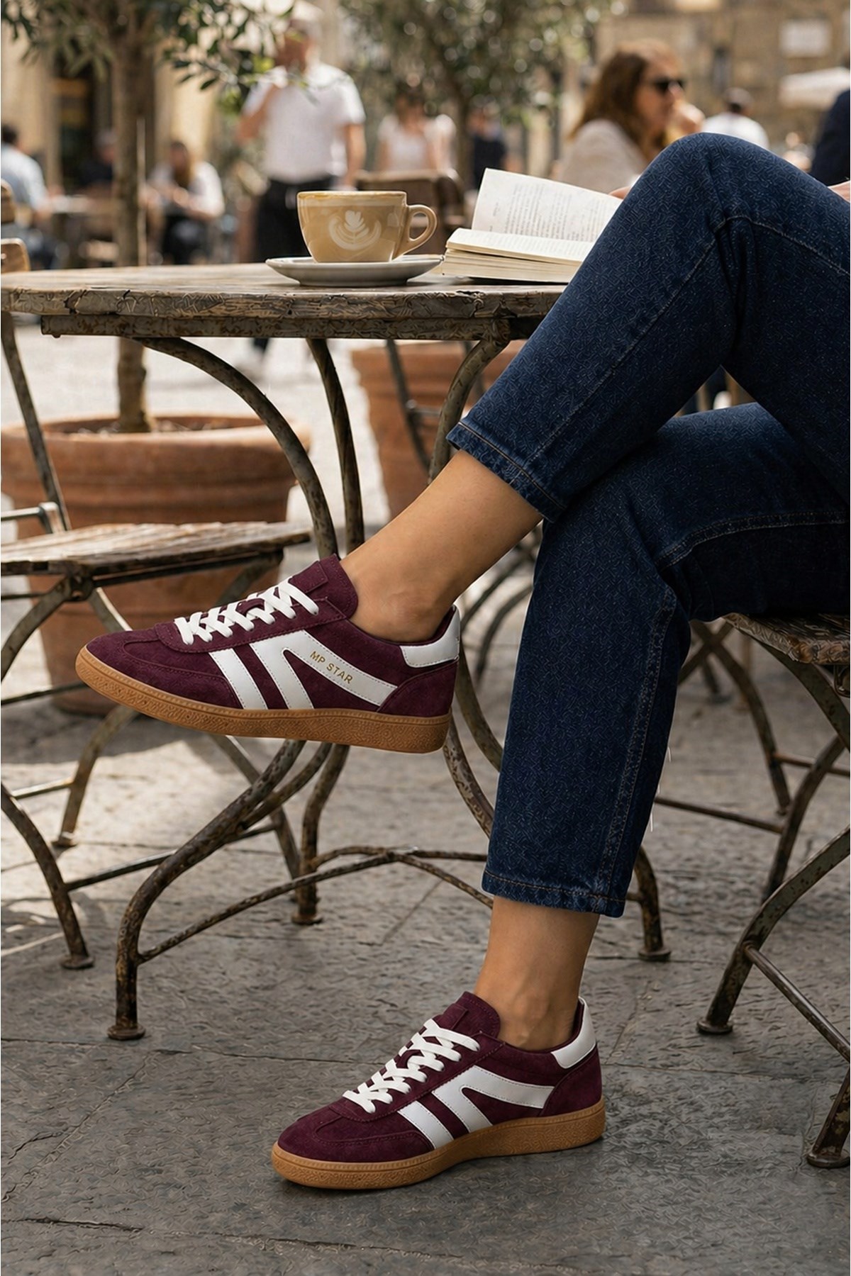  M.P. Premium 242-7277 Bordo Günlük Sneaker Hakiki Deri Kadın Spor Ayakkabı