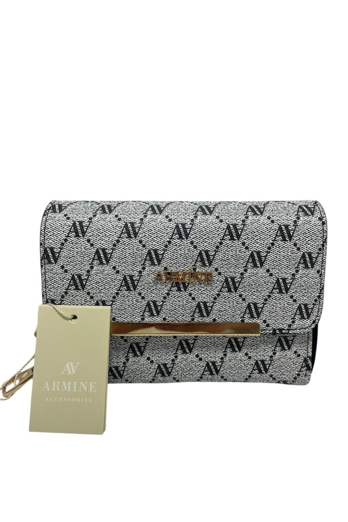 Armine Model 381 Bağcıklı Gri Noktalı Kadın Omuz Çantası Armine Model 381 Bağcıklı Gri Noktalı Kadın Omuz Çantası
