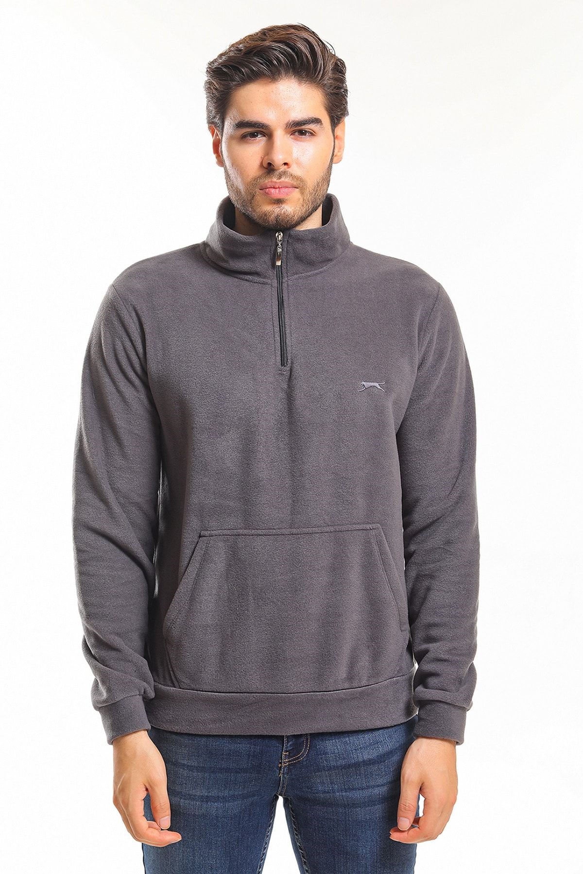 Slazenger SOLID Erkek Sweatshirt K.Gri ST21WE052 Slazenger SOLID Erkek Sweatshirt K.Gri ST21WE052