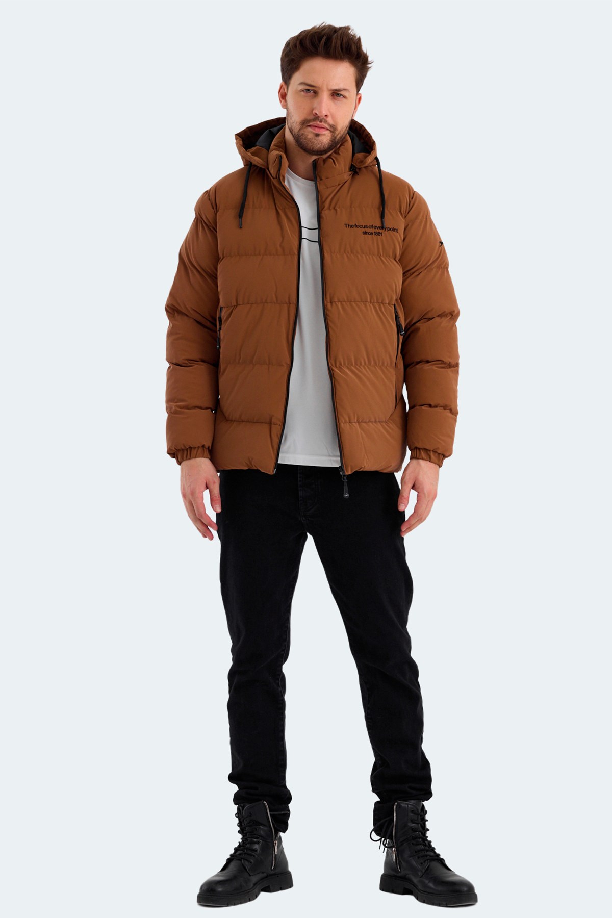 Slazenger HEINER Erkek Kapüşonlu Şişme Taba Mont & Kaban