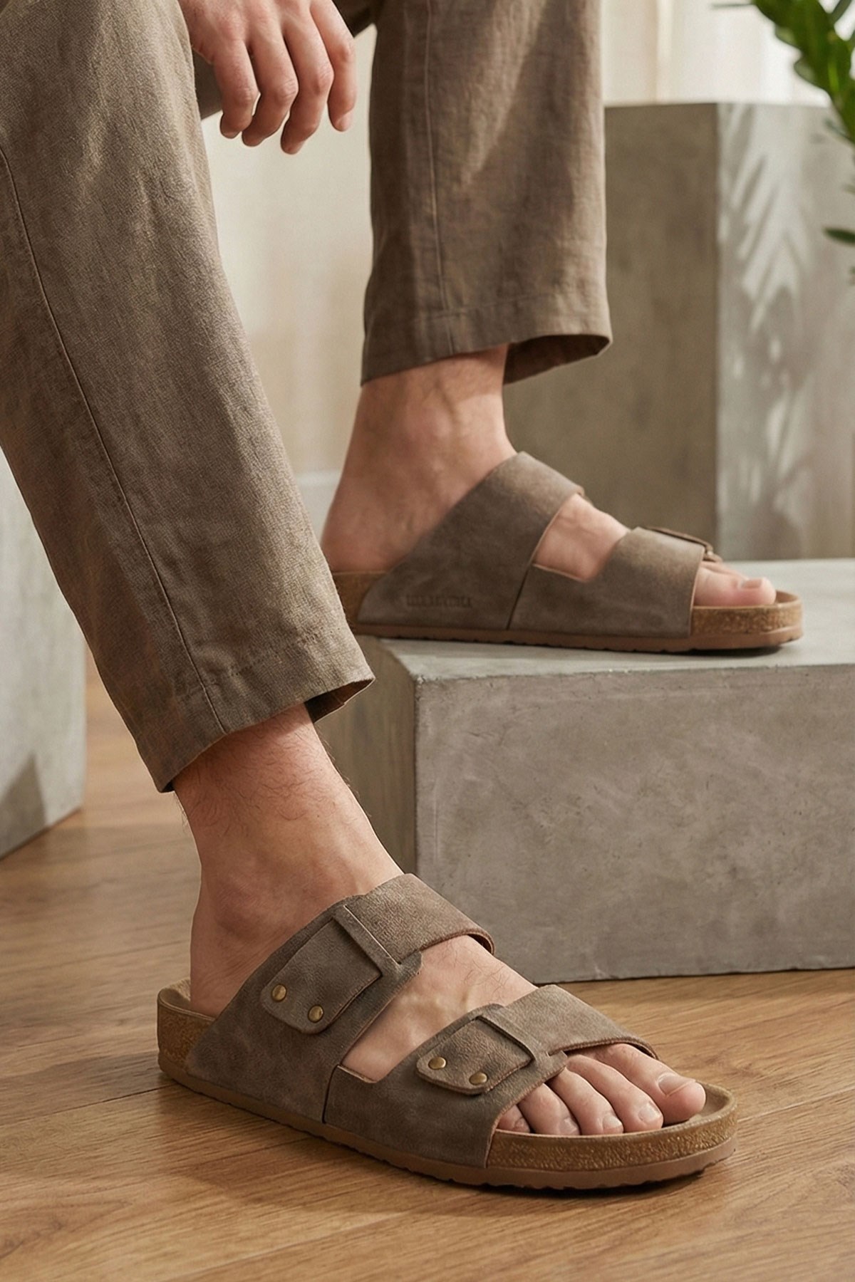 İncim Comfort Pimli Çift Bantlı Vizon Erkek Terlik Günlük Sahil Plaj Terliği İncim Comfort Pimli Çift Bantlı Vizon Erkek Terlik Günlük Sahil Plaj Terliği