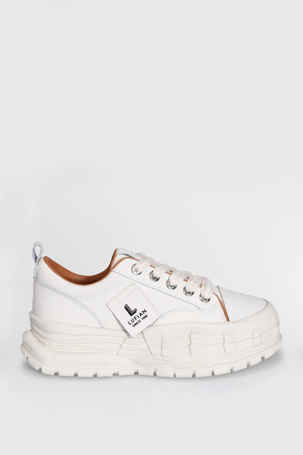 Hakiki Deri Bağcıklı Günlük Kadın Sneaker Lufian Zeta Beyaz Ayakkabı