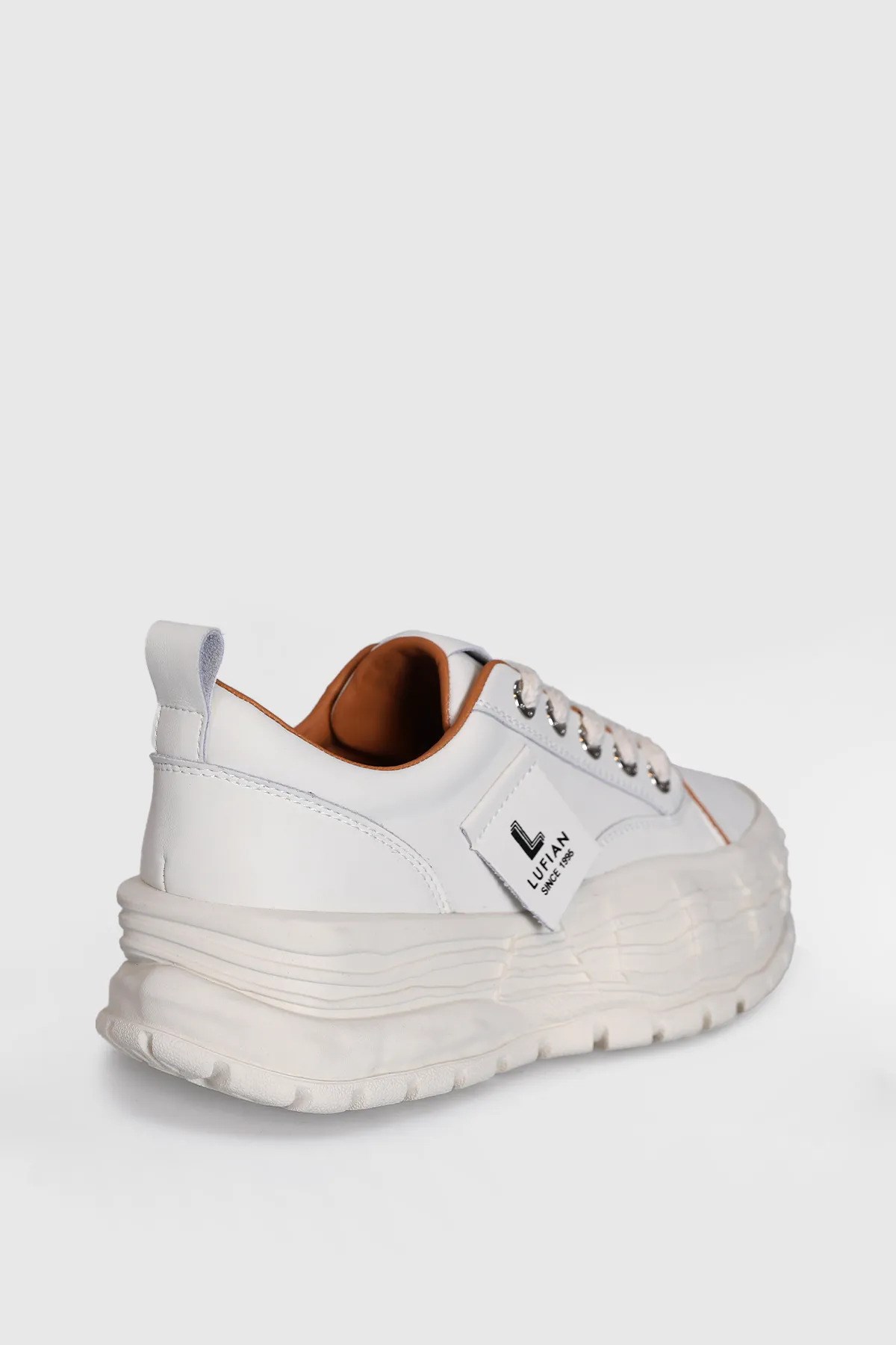 Hakiki Deri Bağcıklı Günlük Kadın Sneaker Lufian Zeta Beyaz Ayakkabı