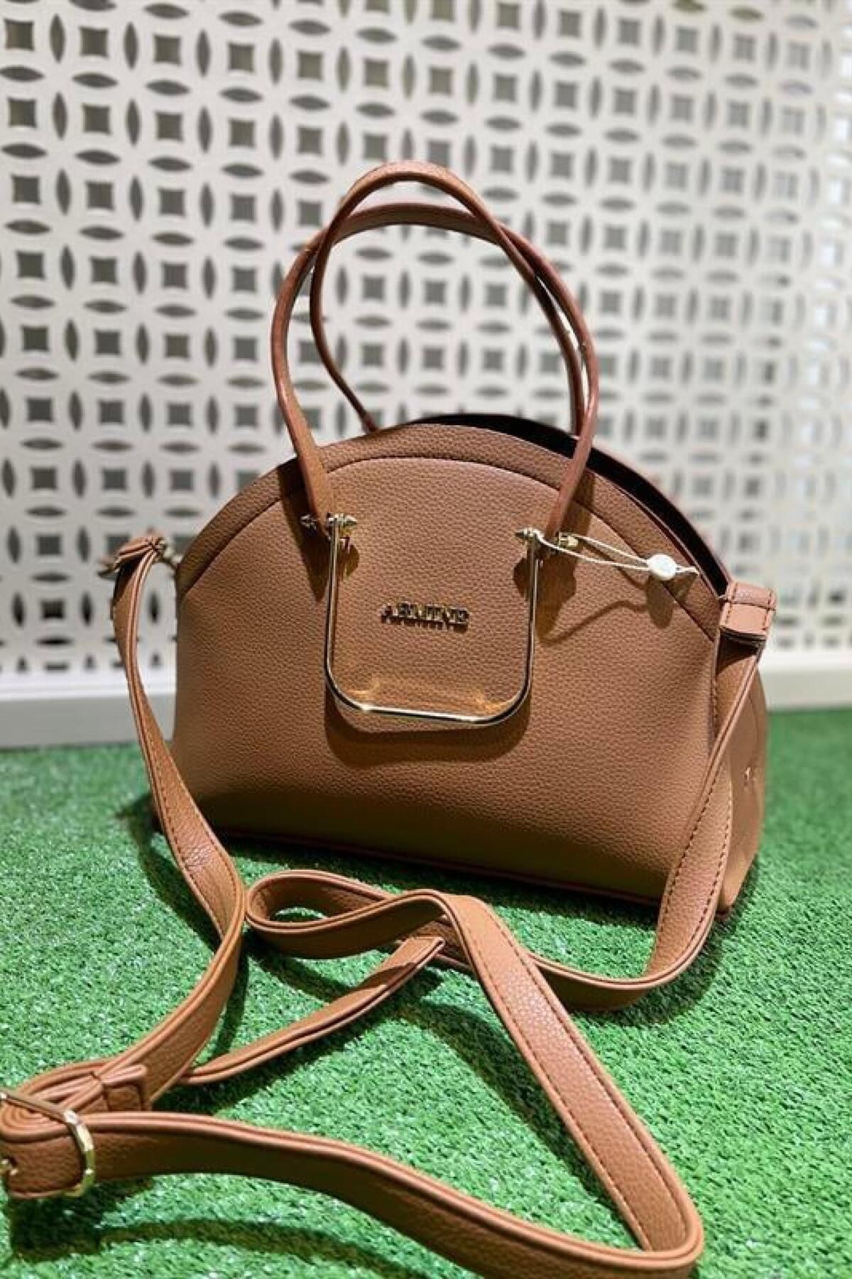Armine 365 Taba Modeli Hakiki Deri Modern Kadın Omuz Çantası Kahverengi Çanta