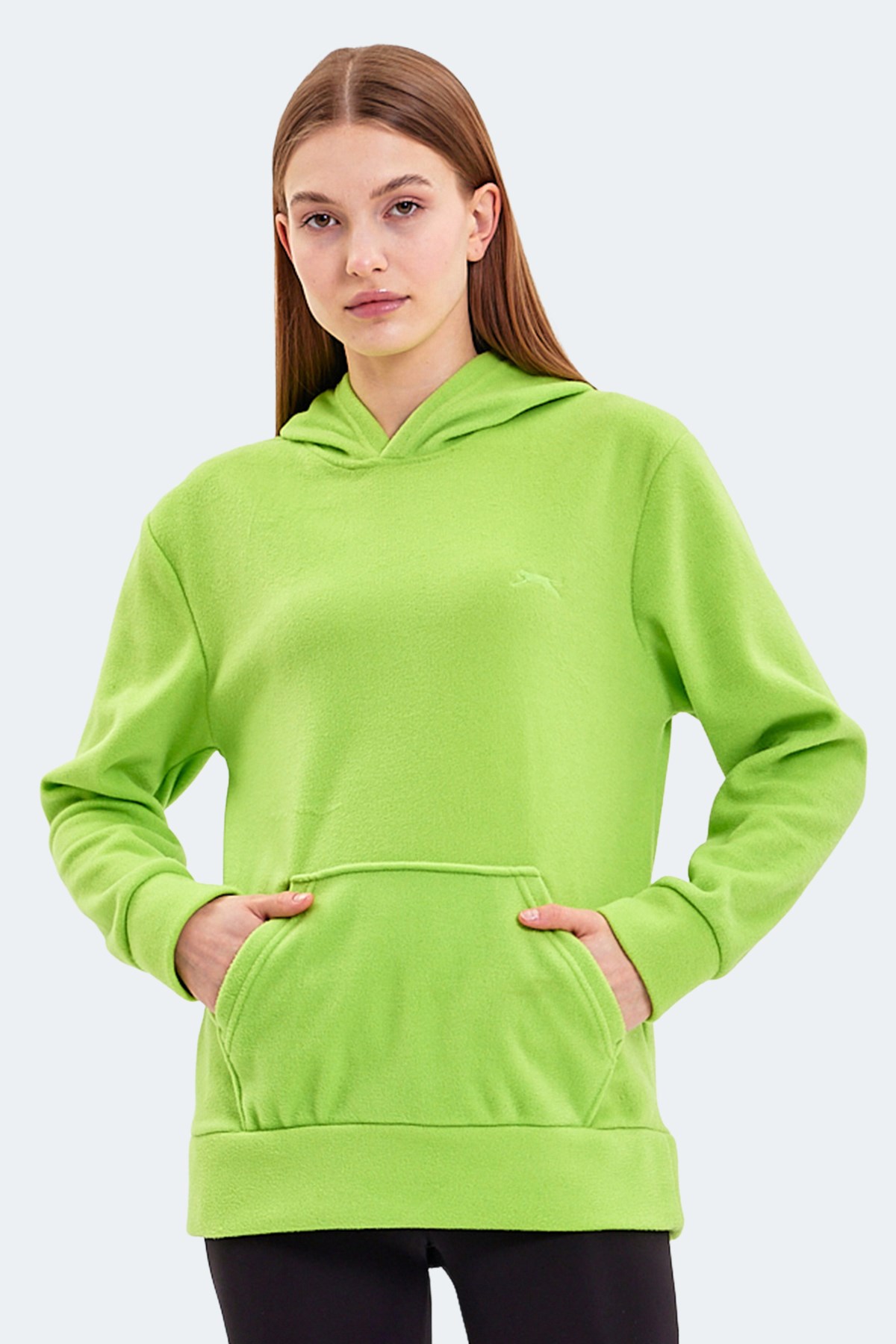 Slazenger SASSA IN Kadın Kapüşonlu Cepli Nane Polar Nane