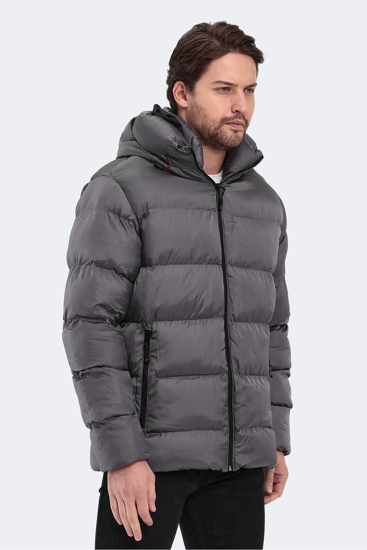 Slazenger HANK Erkek Kapüşonlu Şişme Koyu Gri Mont & Kaban ST22JE001 Slazenger HANK Erkek Kapüşonlu Şişme Koyu Gri Mont & Kaban ST22JE001