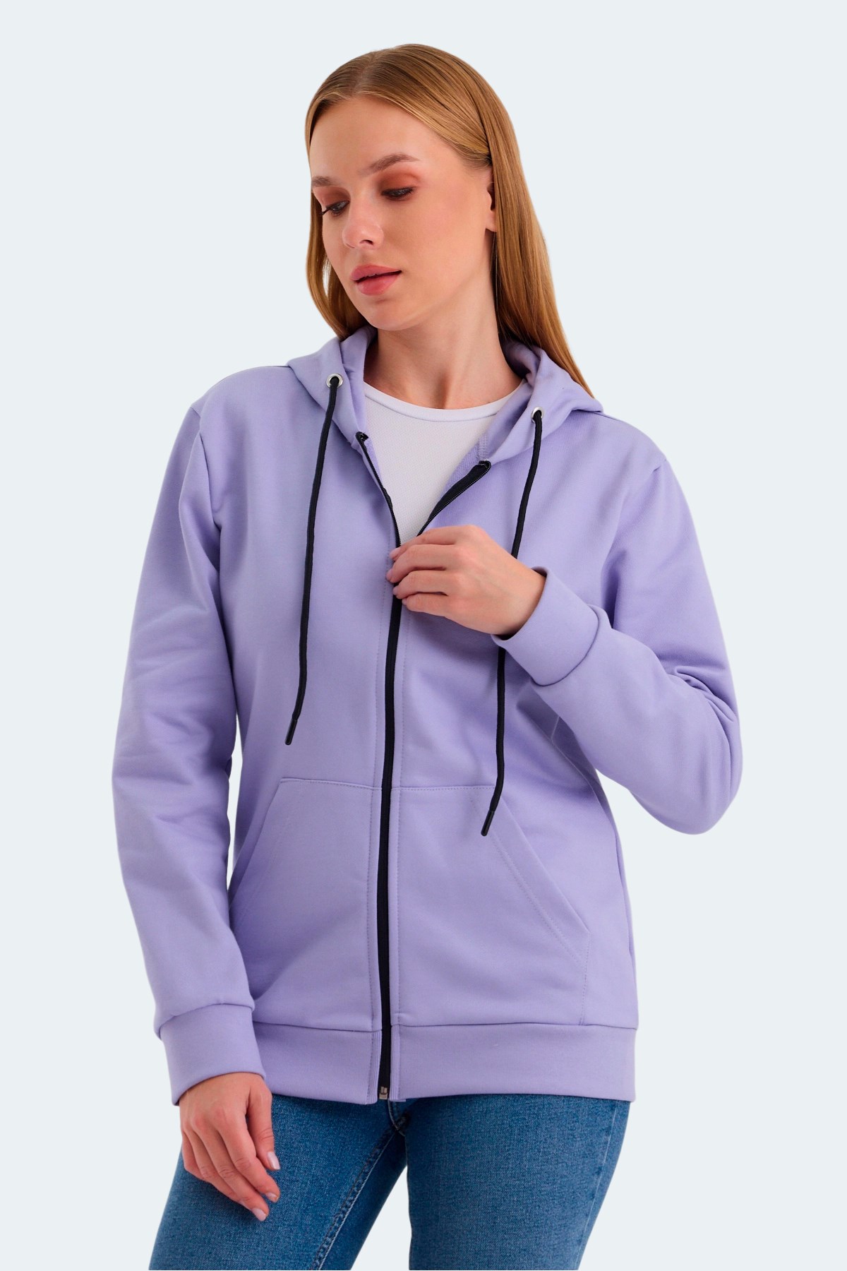 Slazenger KATYA Kadın Fermuarlı Kapüşonlu Cepli Lila Sweatshirt Slazenger KATYA Kadın Fermuarlı Kapüşonlu Cepli Lila Sweatshirt