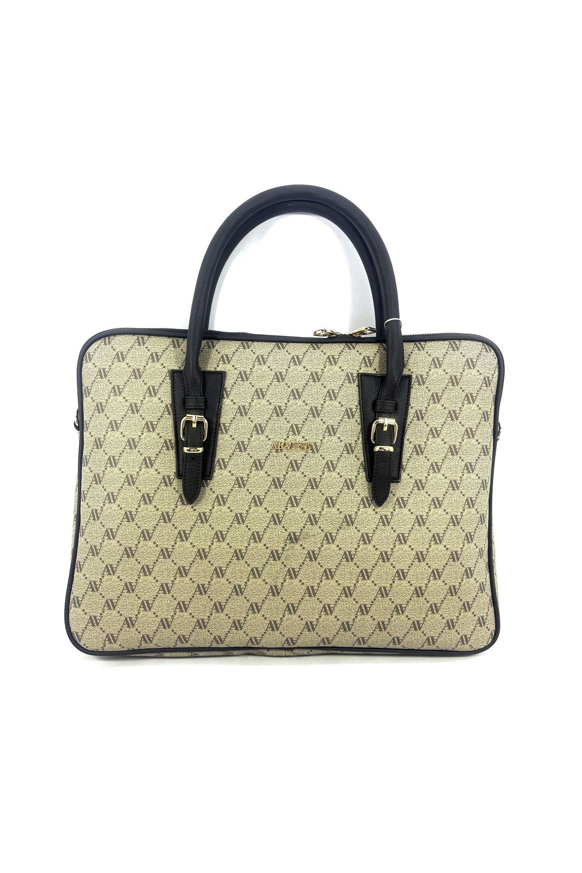 Armine 370 Model Slim Vizon Noktalı Kadın Evrak & Laptop Çantası Vizon-Kahve Çanta